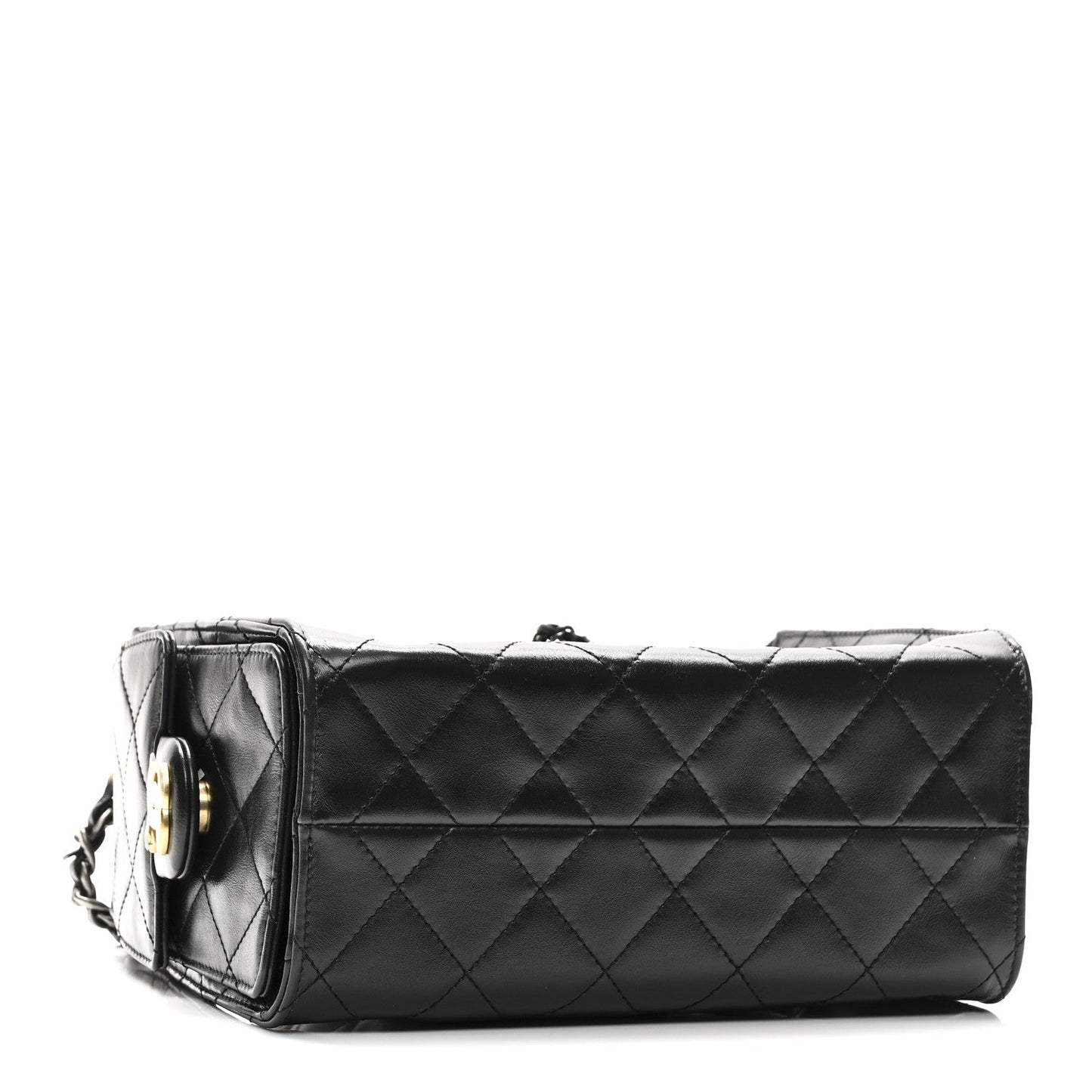 Shiny Crumpled Quilted Mini Chanel 25 Handbag Black
