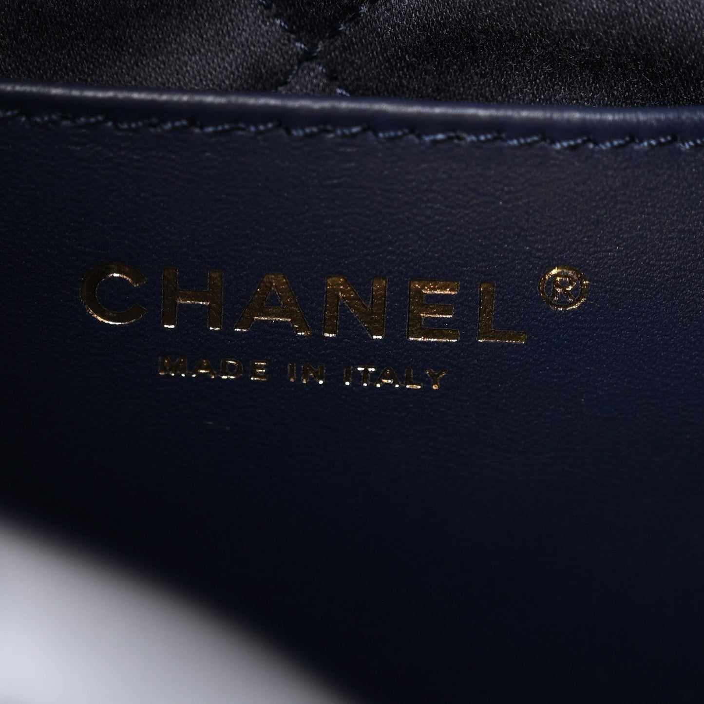 Shiny Calfskin Quilted Mini Chanel 22 Navy Blue