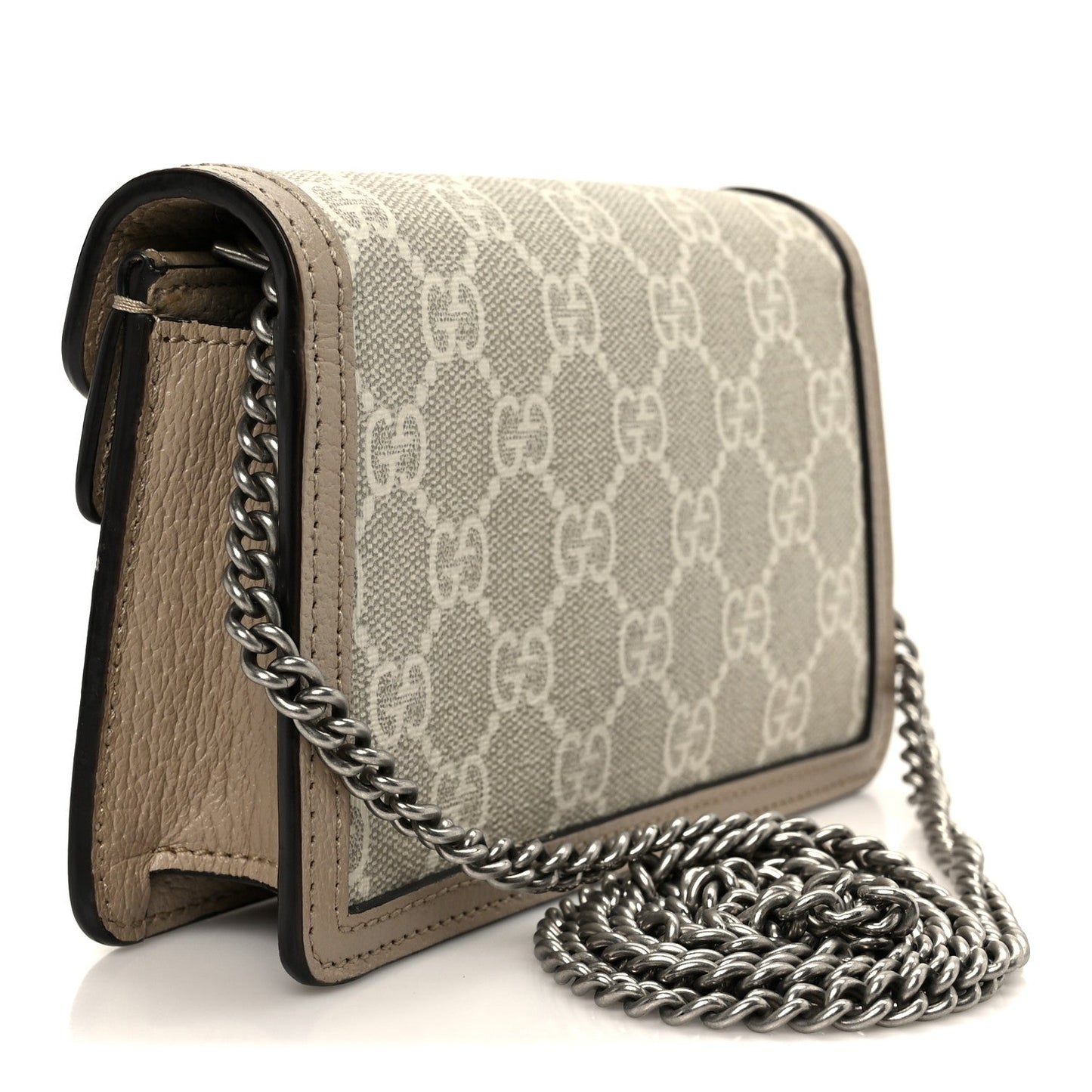 GG Supreme Monogram Textured Dollar Calfskin Super Mini Dionysus Shoulder Bag Beige Mystic White Oatmeal