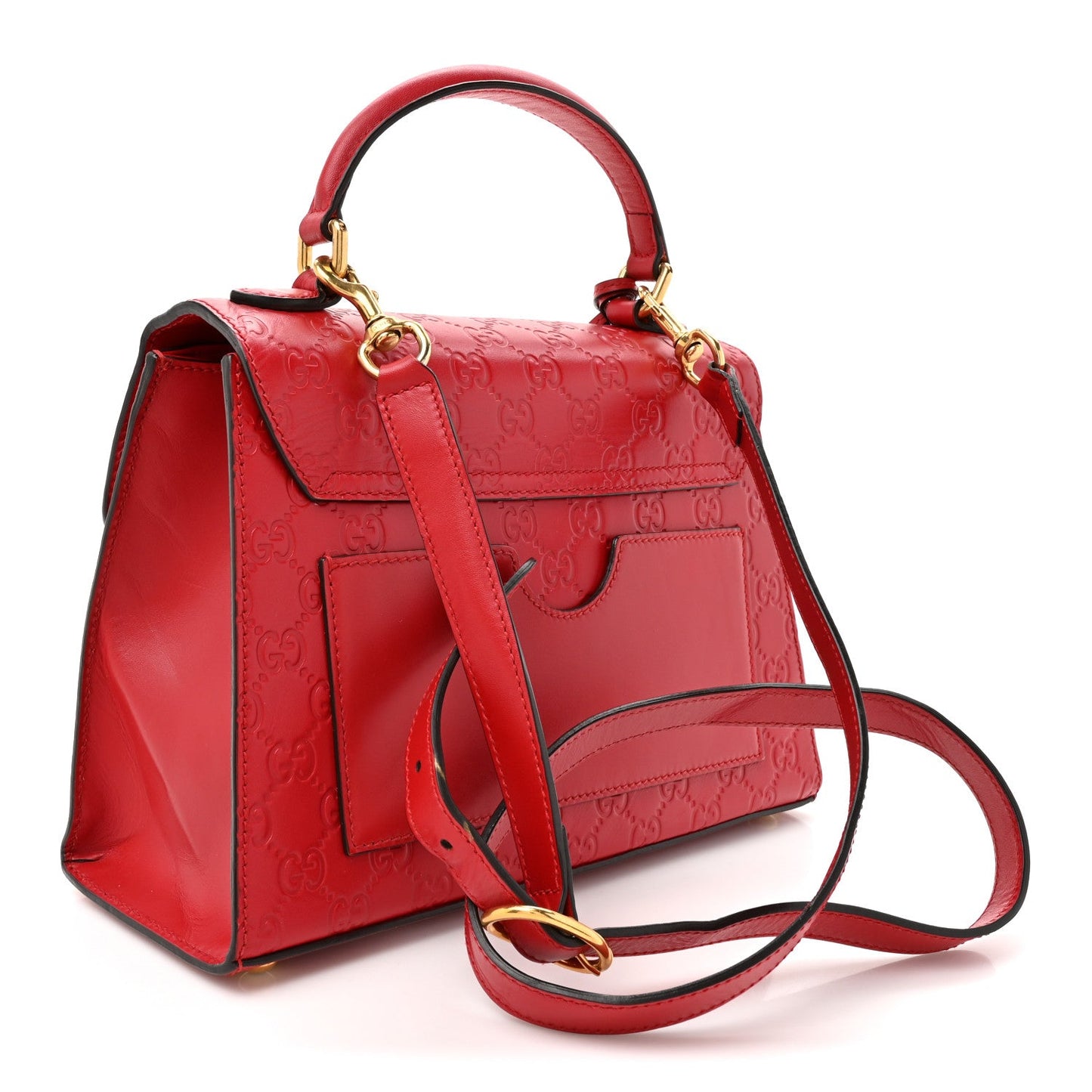 Guccissima Signature Small Padlock Top Handle Bag Hibiscus Red