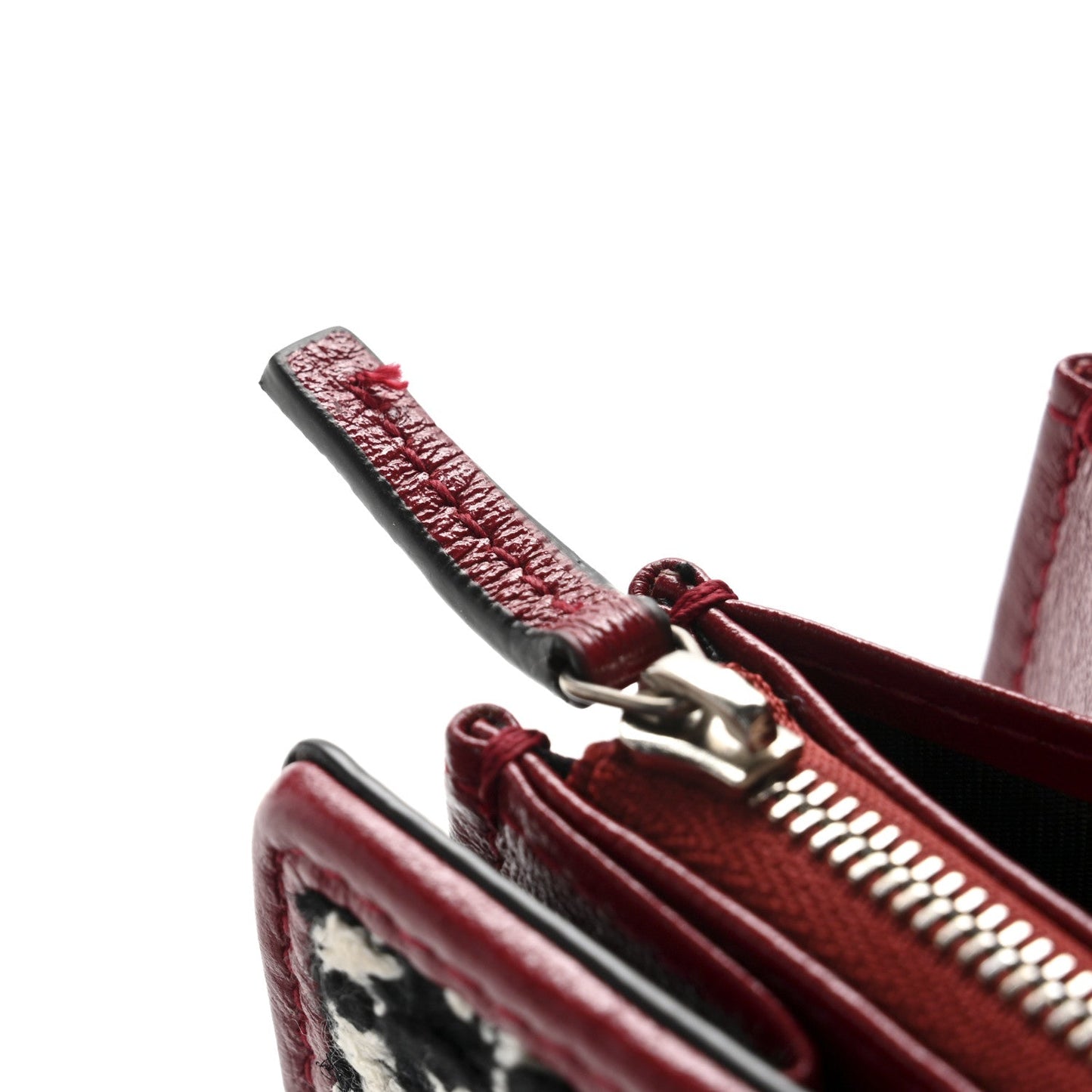 Tweed GG Monogram Mini Dionysus Chain Wallet Black White Romantic Cherry