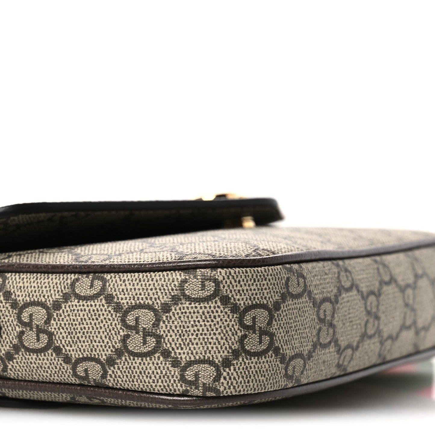 GG Supreme Monogram Textured Dollar Calfskin Web Mini Ophidia Envelope Shoulder Bag Beige Ebony New Acero