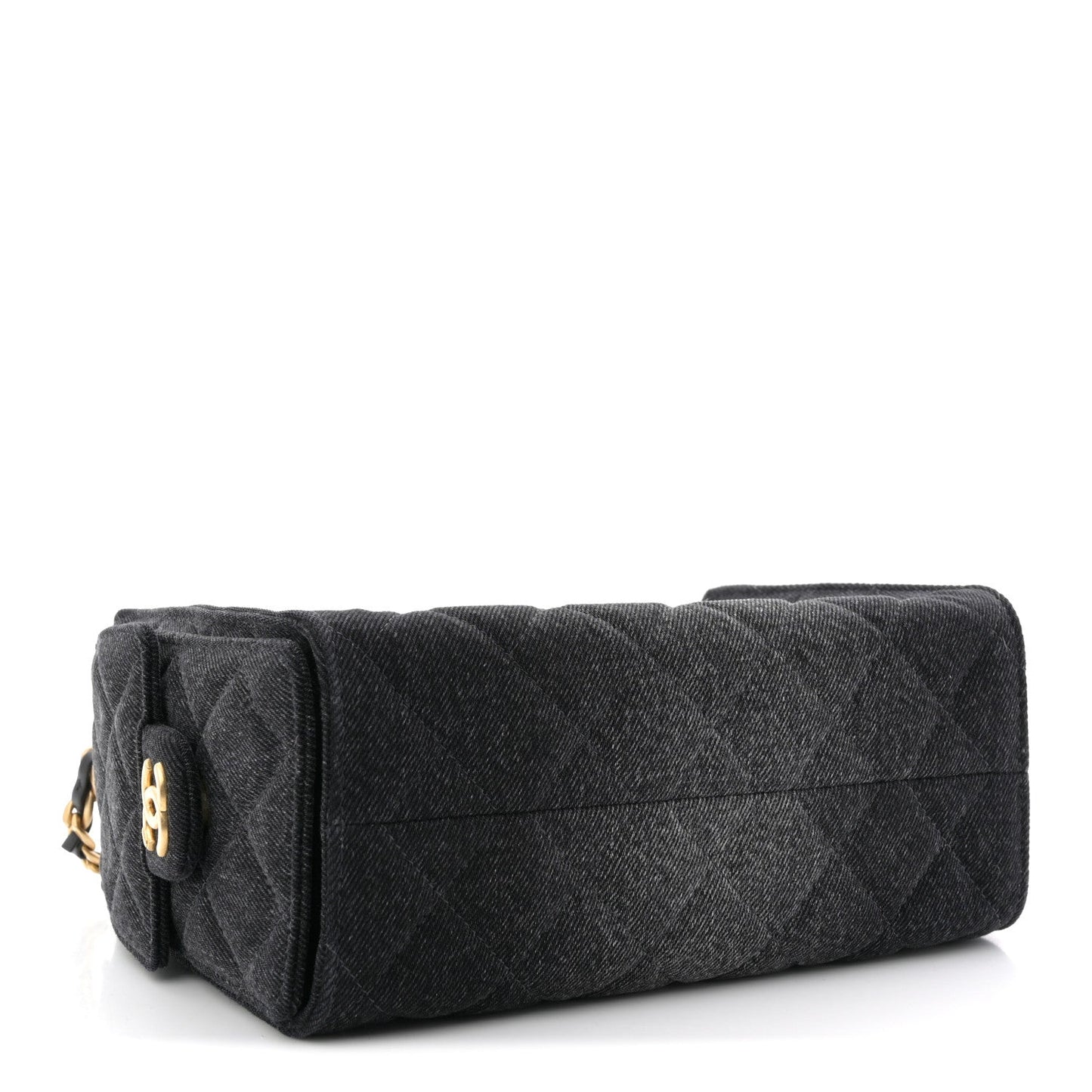 Washed Denim Quilted Mini Chanel 25 Handbag Black