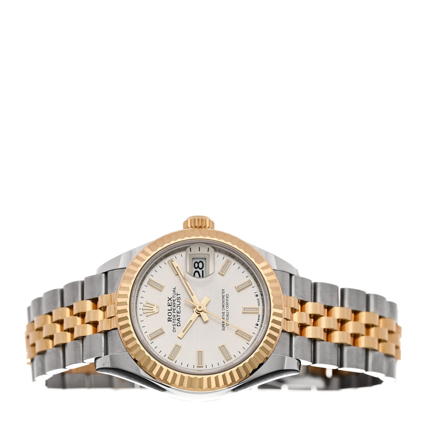 Stainless Steel 18K Yellow Gold 28mm Oyster Perpetual Datejust Watch Silver 279173