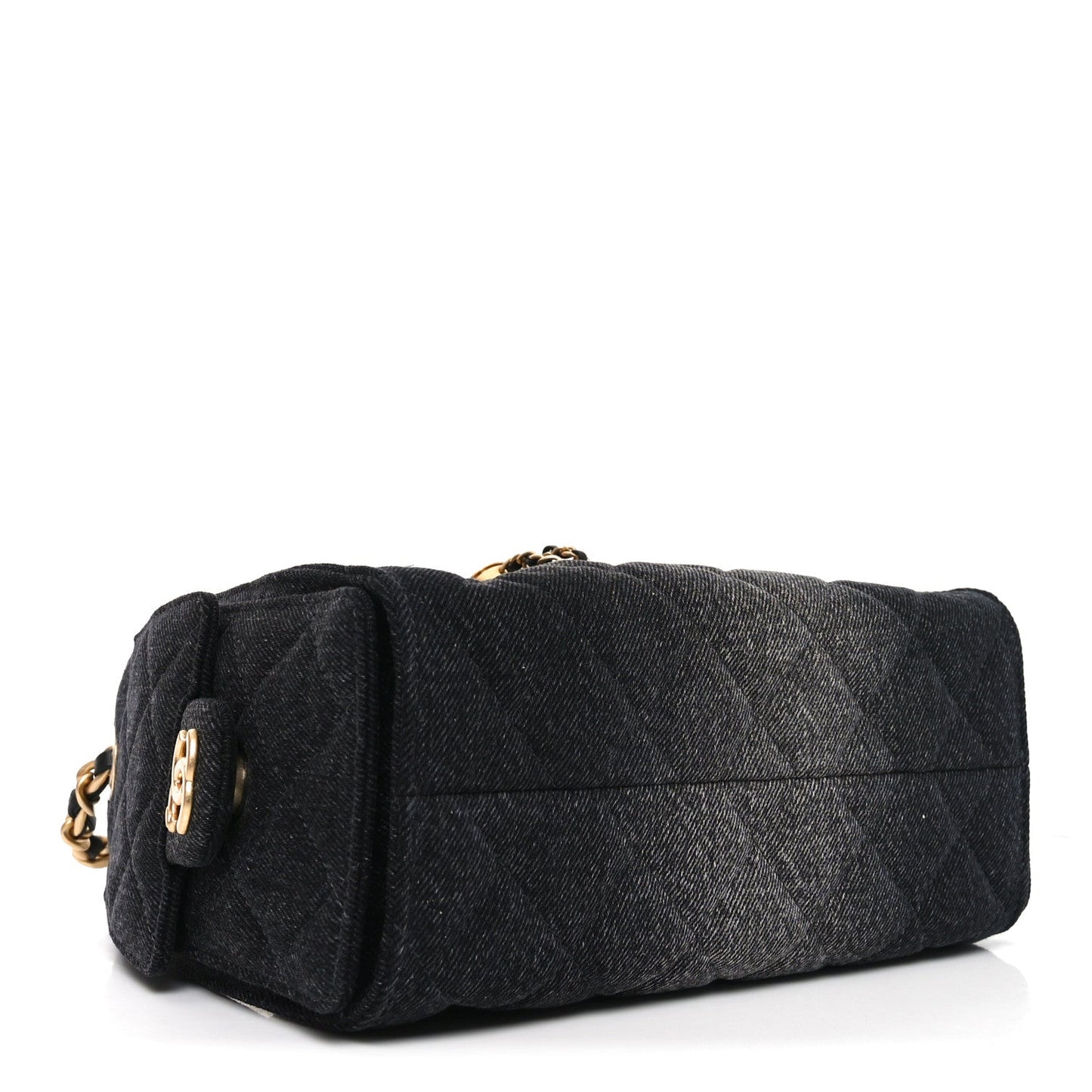 Washed Denim Quilted Mini Chanel 25 Handbag Black