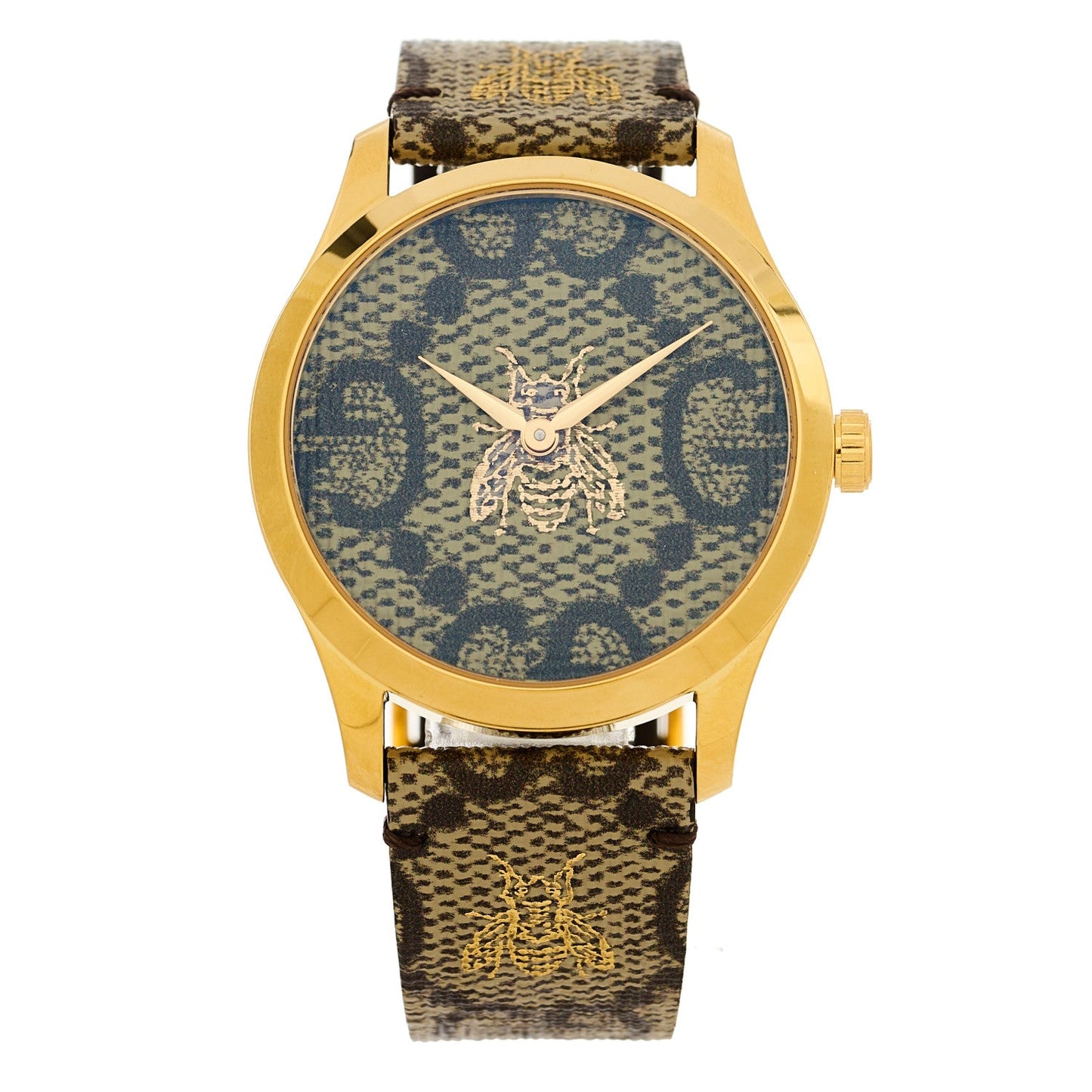 Stainless Steel Canvas 38mm G-Timeless GG Supreme Bee Quartz Watch Brown