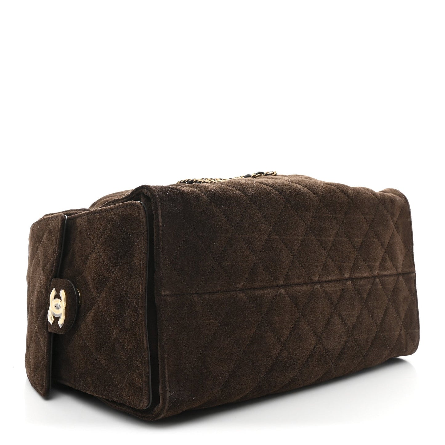 Suede Quilted Medium Chanel 25 Handbag Dark Brown