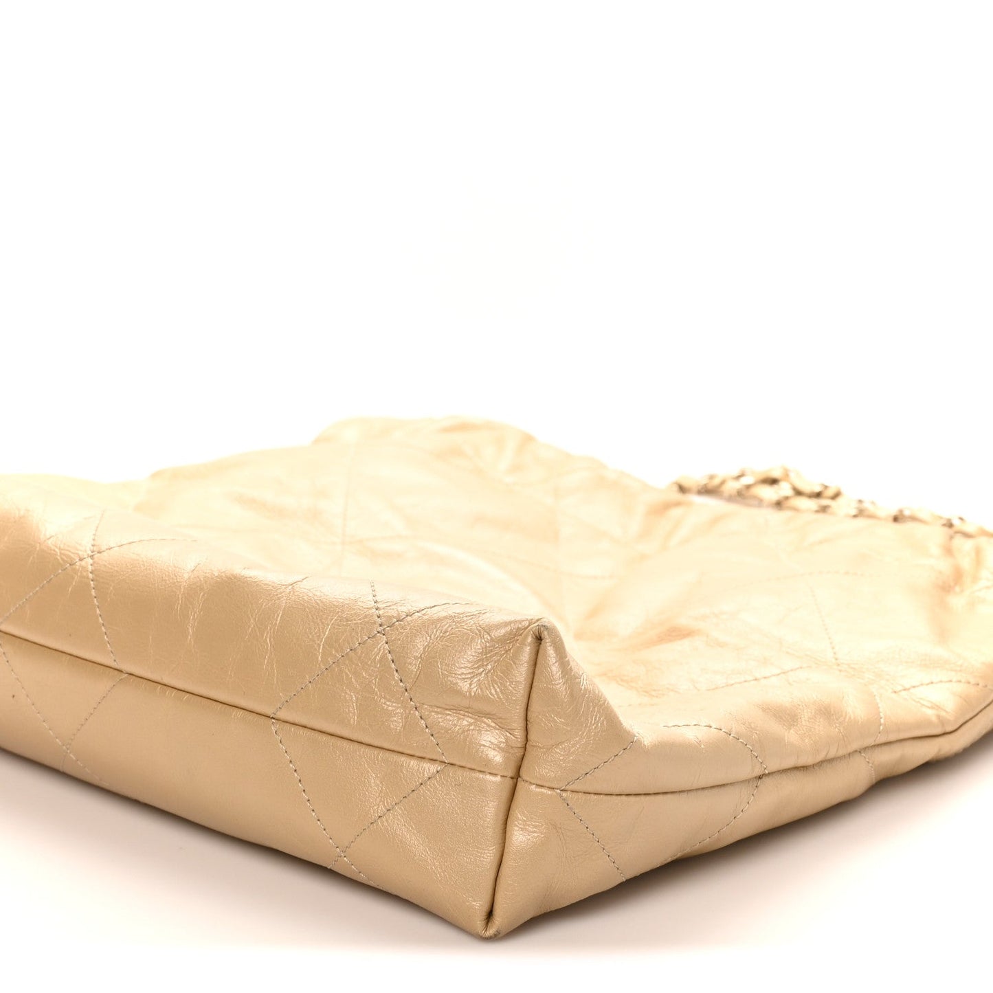Metallic Calfskin Quilted Small Chanel 22 Light Gold