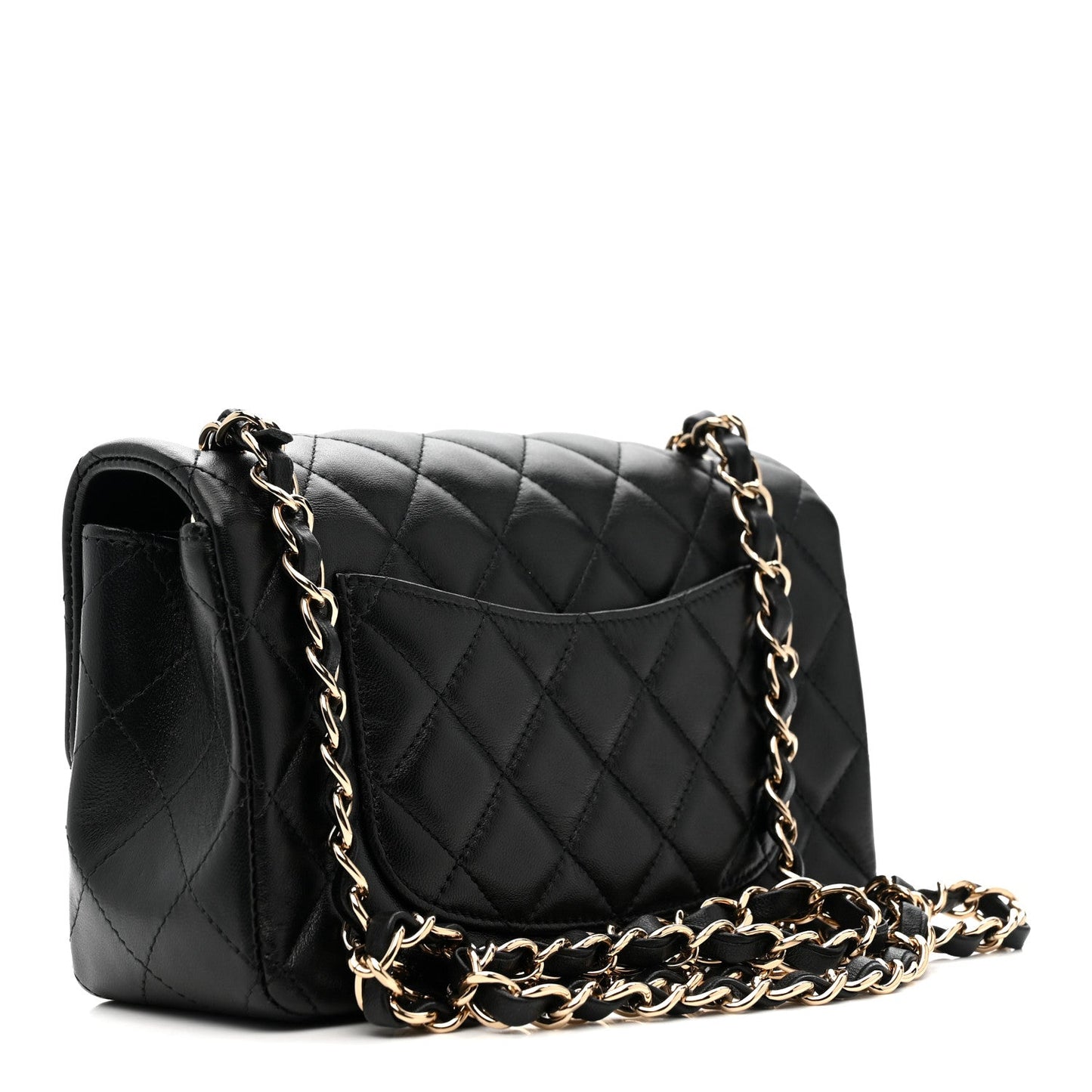 Lambskin Quilted Mini Rectangular Flap Black