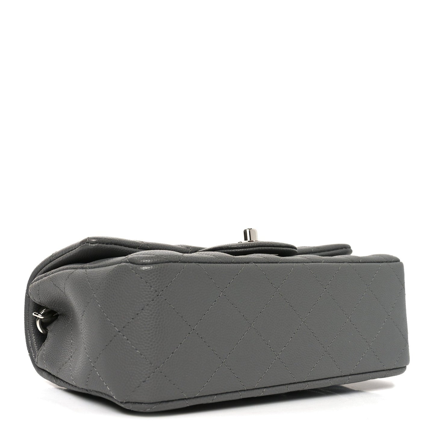 Caviar Quilted Mini Rectangular Flap Grey