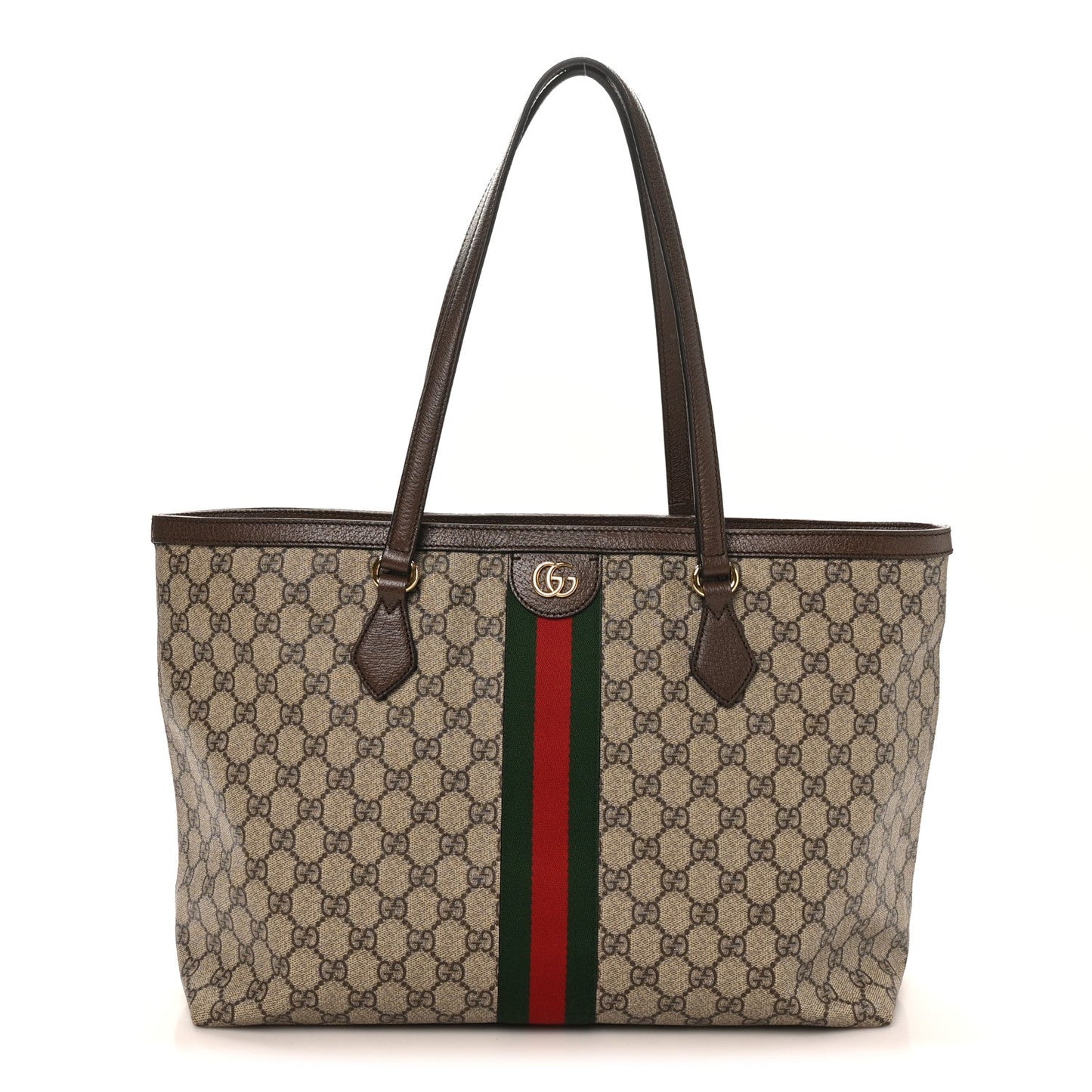 GG Supreme Monogram Medium Ophidia Shopping Tote Brown