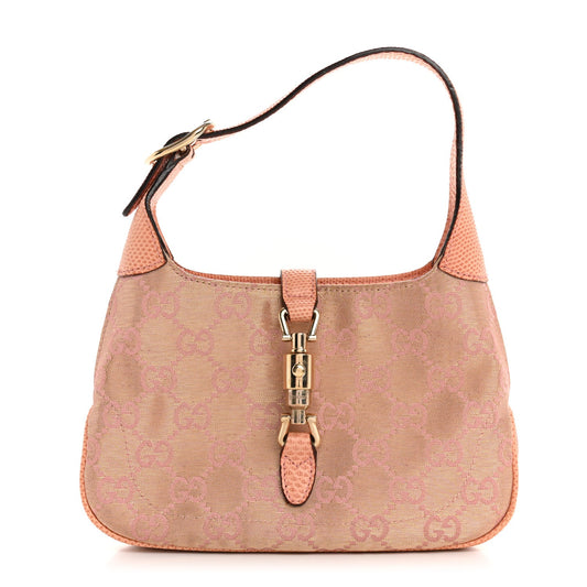 Metallic Monogram Lizard Jackie O Hobo Pink