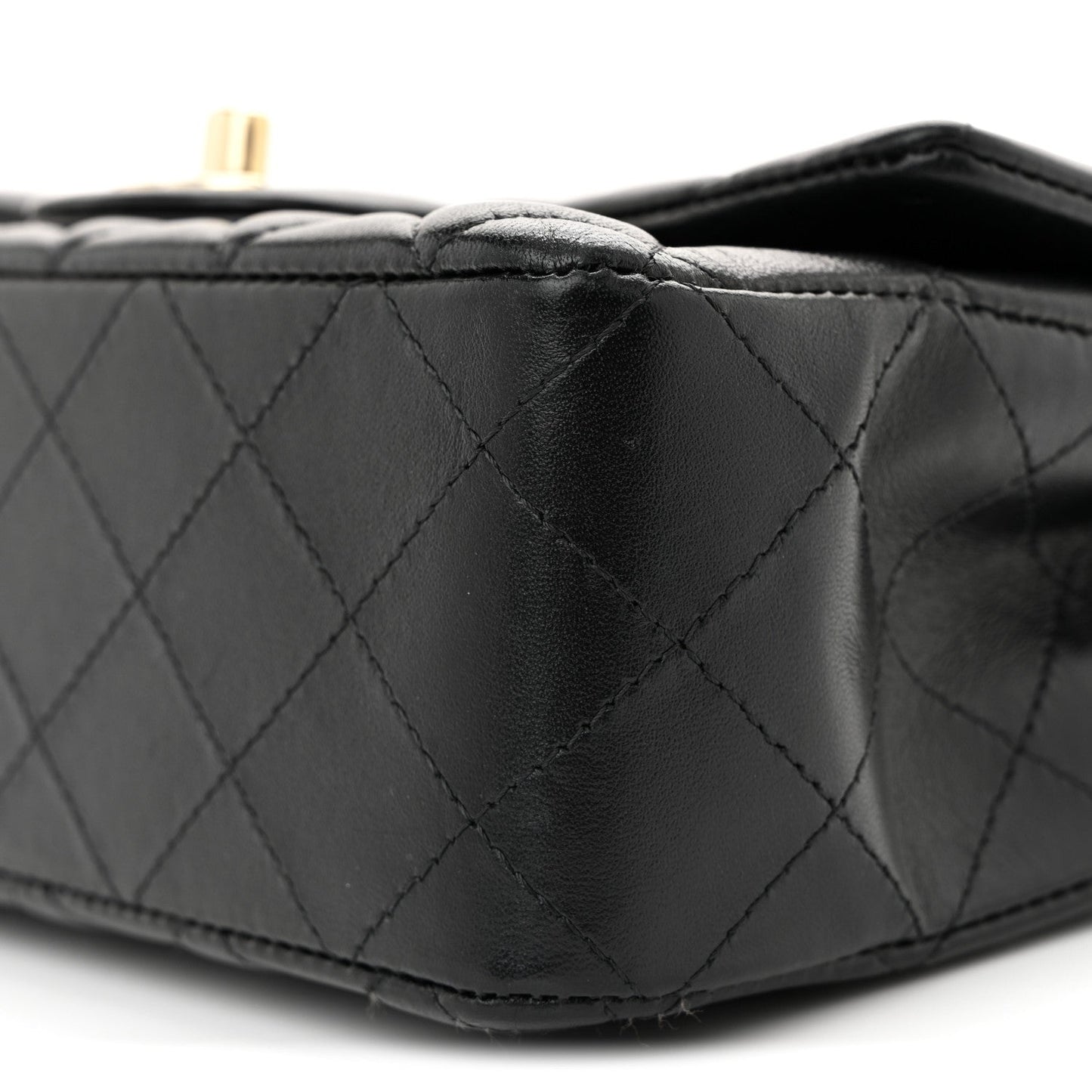 Lambskin Quilted Mini Rectangular Flap Black