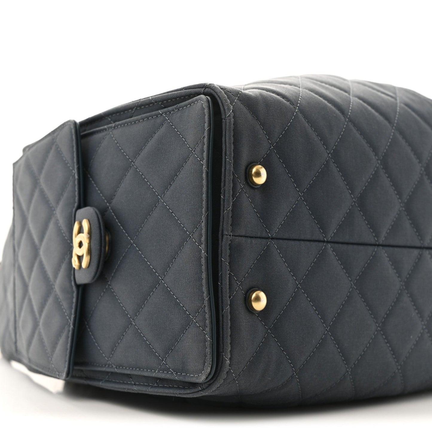 Canvas Quilted Medium Chanel 25 Handbag Dark Blue