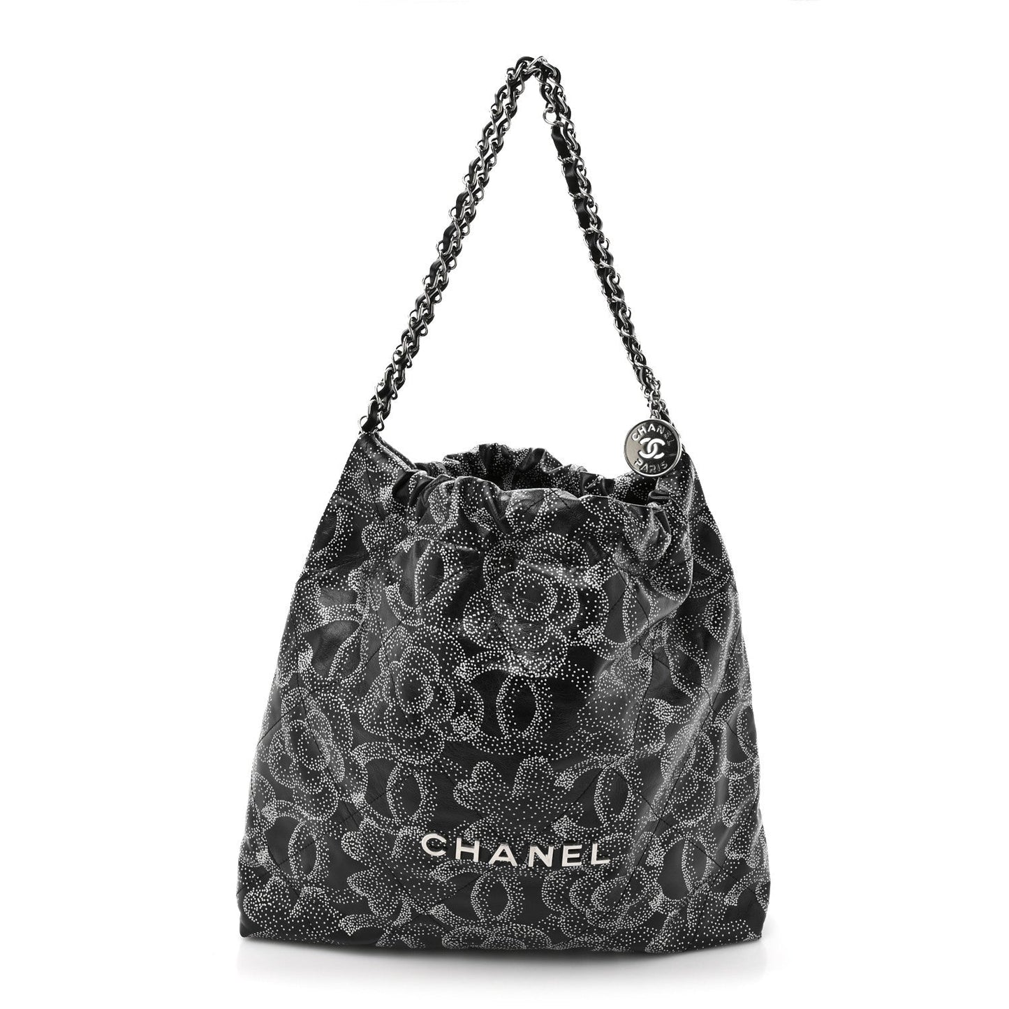 Printed Calfskin Quilted Chanel 22 Black