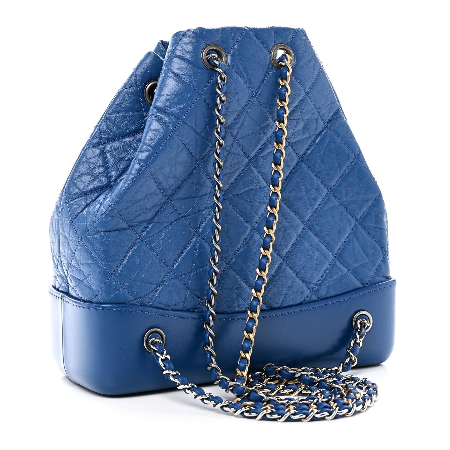 Aged Calfskin Quilted Small Gabrielle Backpack Blue