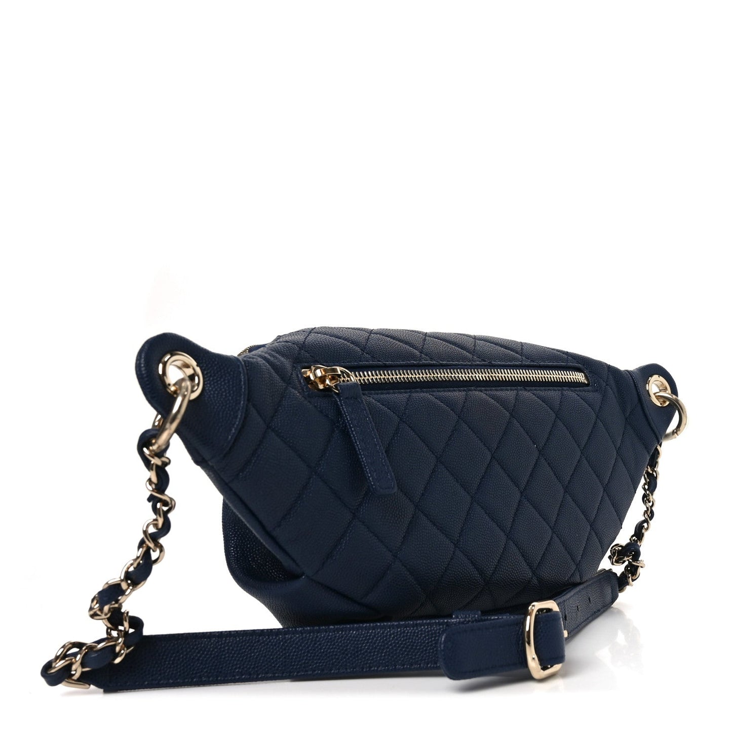 Caviar Quilted Filigree Waist Bag Blue