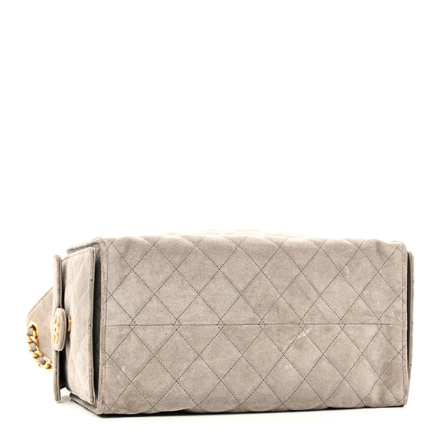 Suede Quilted Medium Chanel 25 Handbag Grey