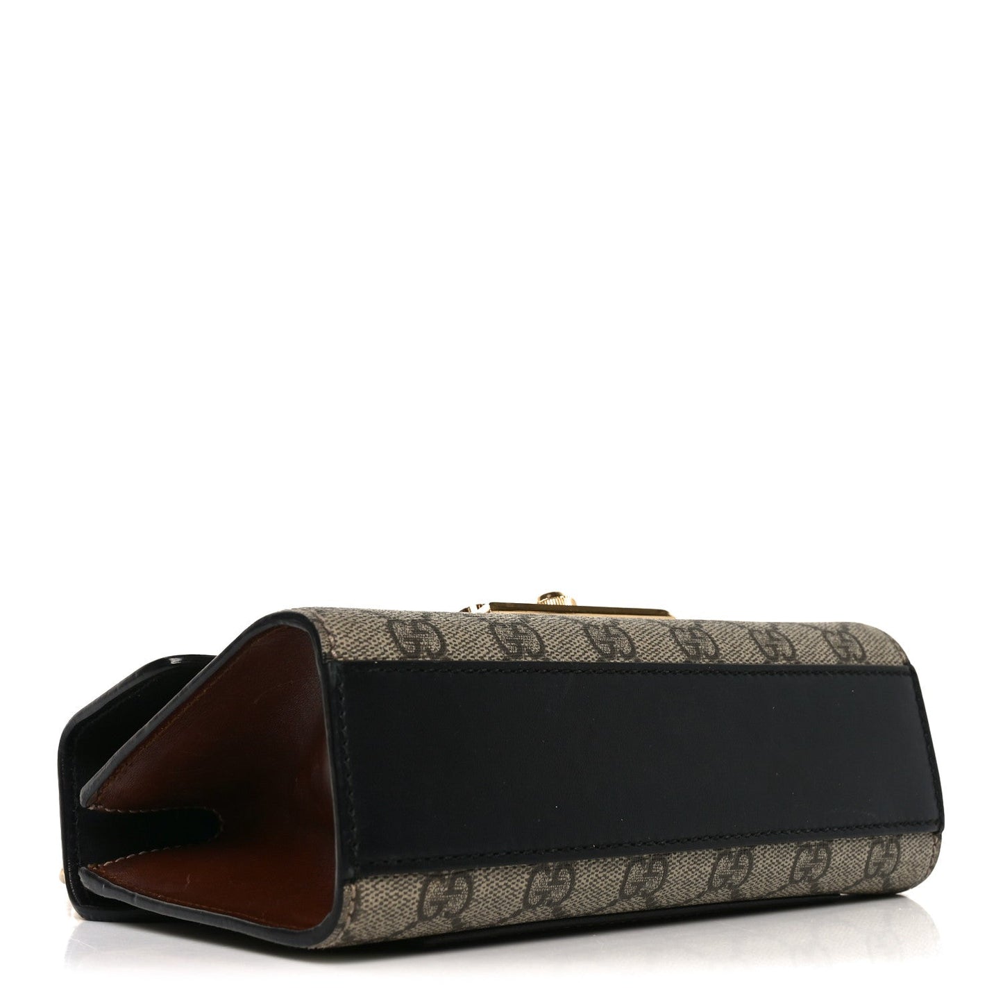 GG Supreme Monogram Calfskin Small Padlock Shoulder Bag Beige Black Cuir