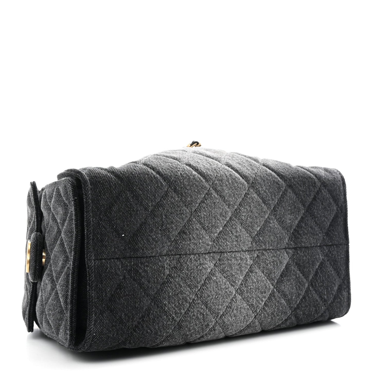 Washed Denim Quilted Small Chanel 25 Handbag Black