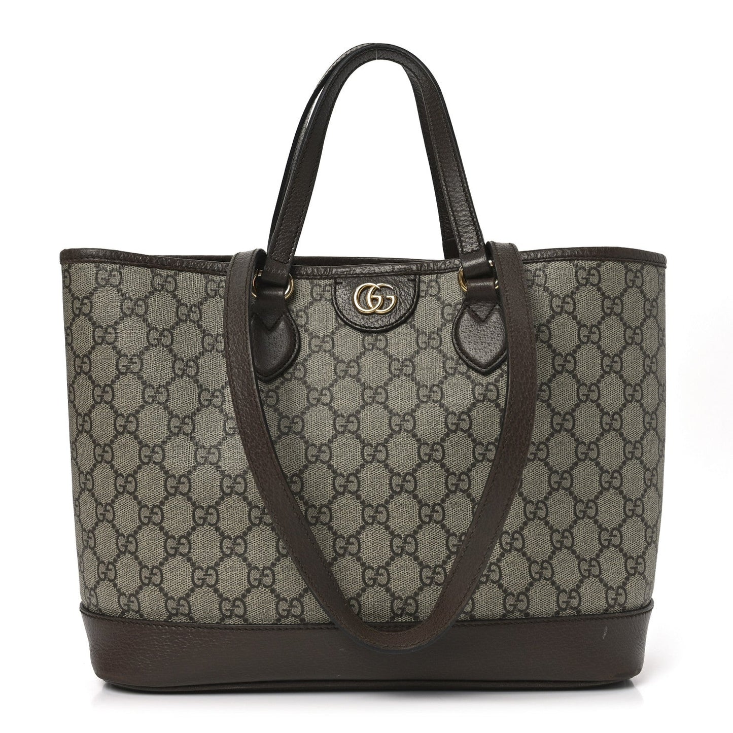 GG Supreme Monogram Textured Calfskin Small Ophidia Shoulder Tote Bag Beige Ebony New Acero