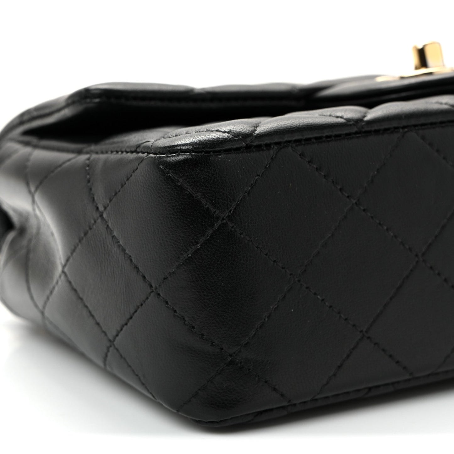 Lambskin Quilted Mini Rectangular Flap Black