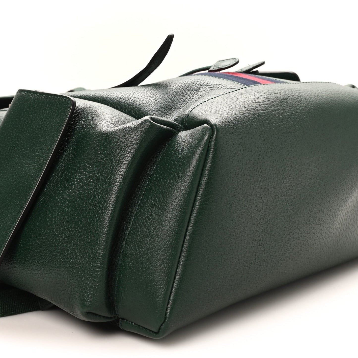 Grained Calfskin Medium Ophidia Double Buckle Backpack Green