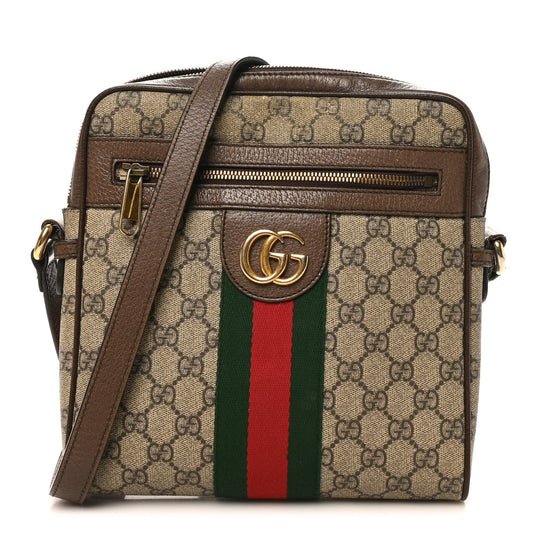 GG Supreme Monogram Web Small Ophidia Messenger Bag Brown