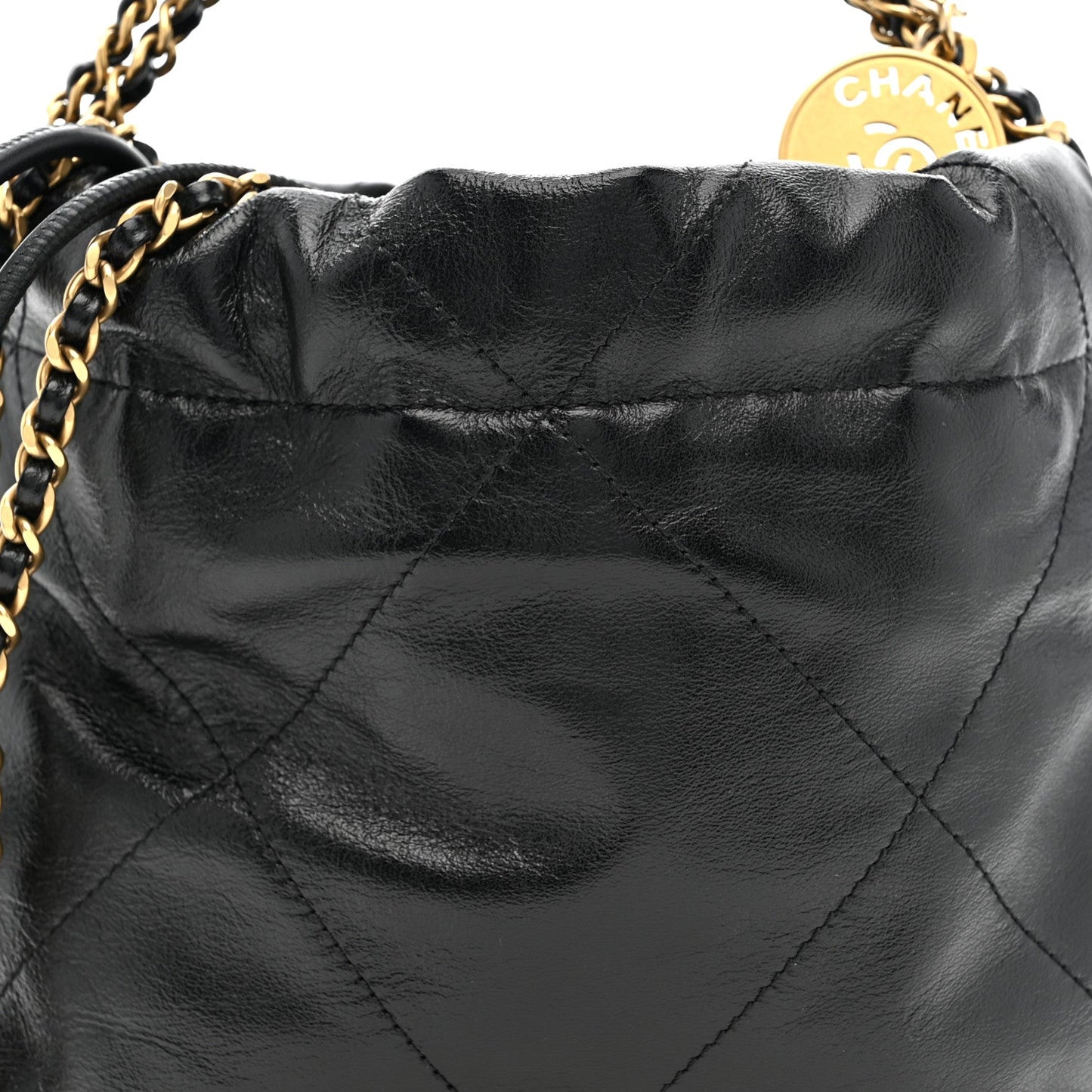 Shiny Calfskin Quilted Mini Chanel 22 Black
