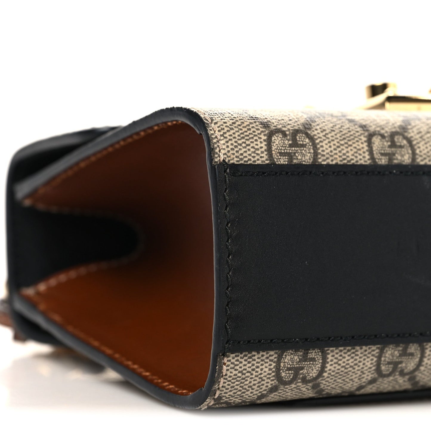 GG Supreme Monogram Calfskin Small Padlock Shoulder Bag Beige Black Cuir