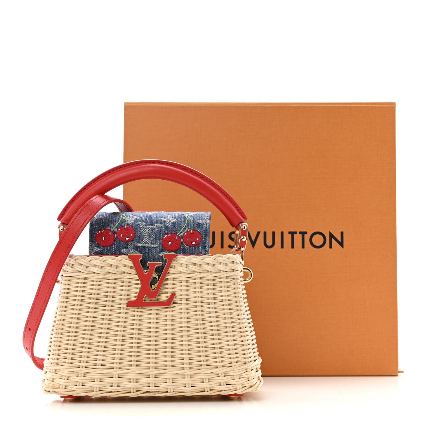 LV X TM Rattan Denim Calfskin Cerises Capucines Mini