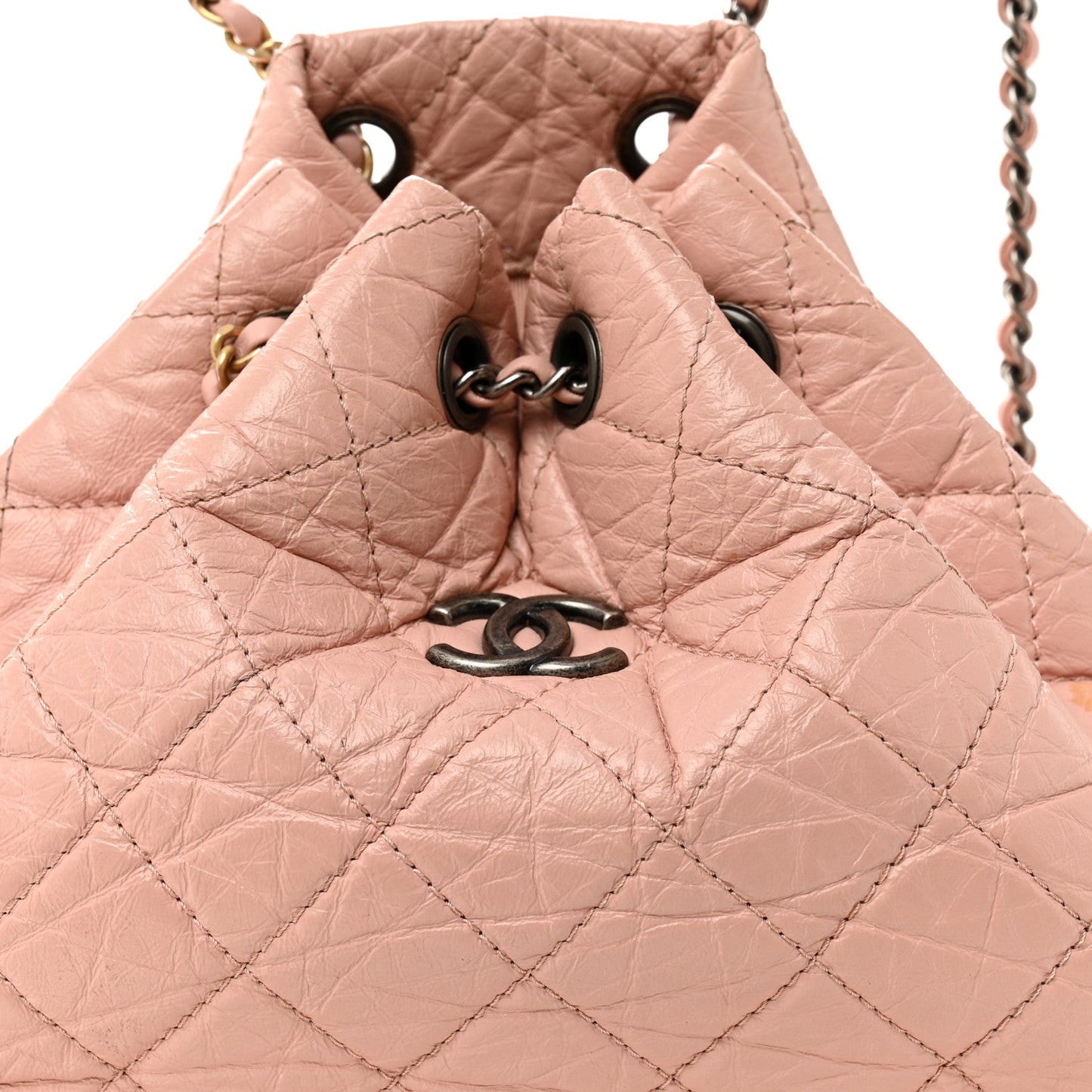 Aged Calfskin Quilted Small Gabrielle Backpack Pink
