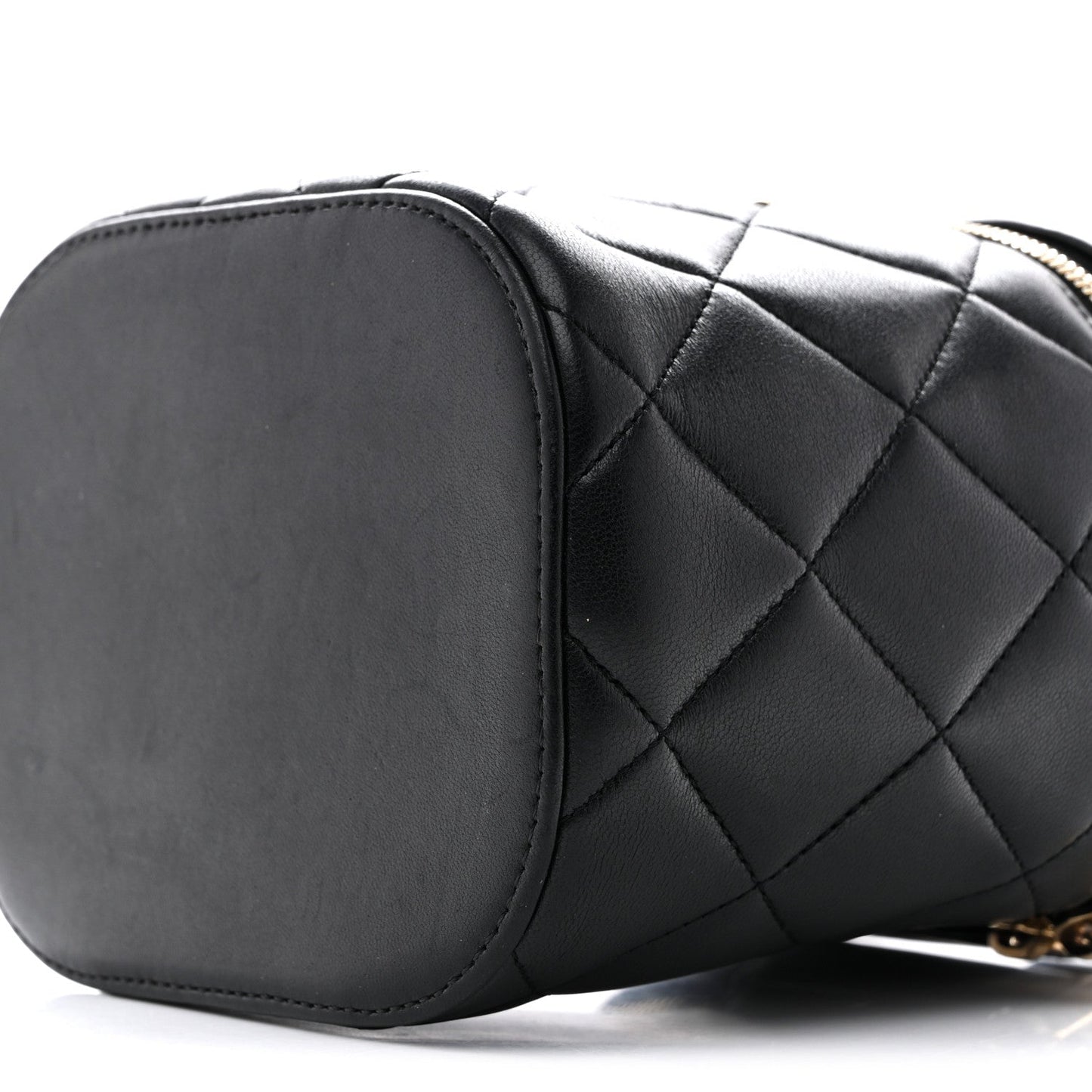 Lambskin Quilted Trendy Vanity Case Black