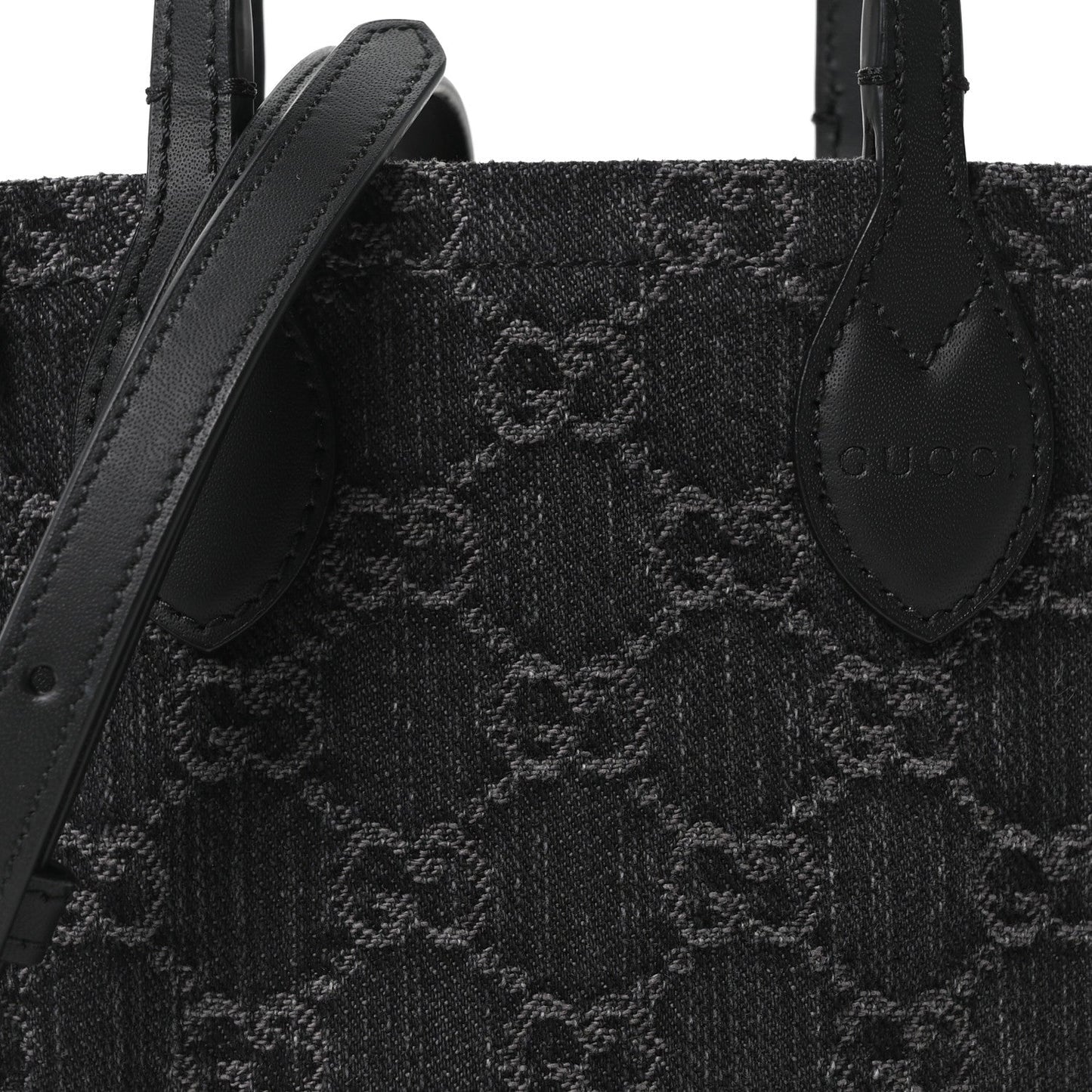 Denim GG Monogram Dollar Calfskin Mini Ophidia Tote Black Grey