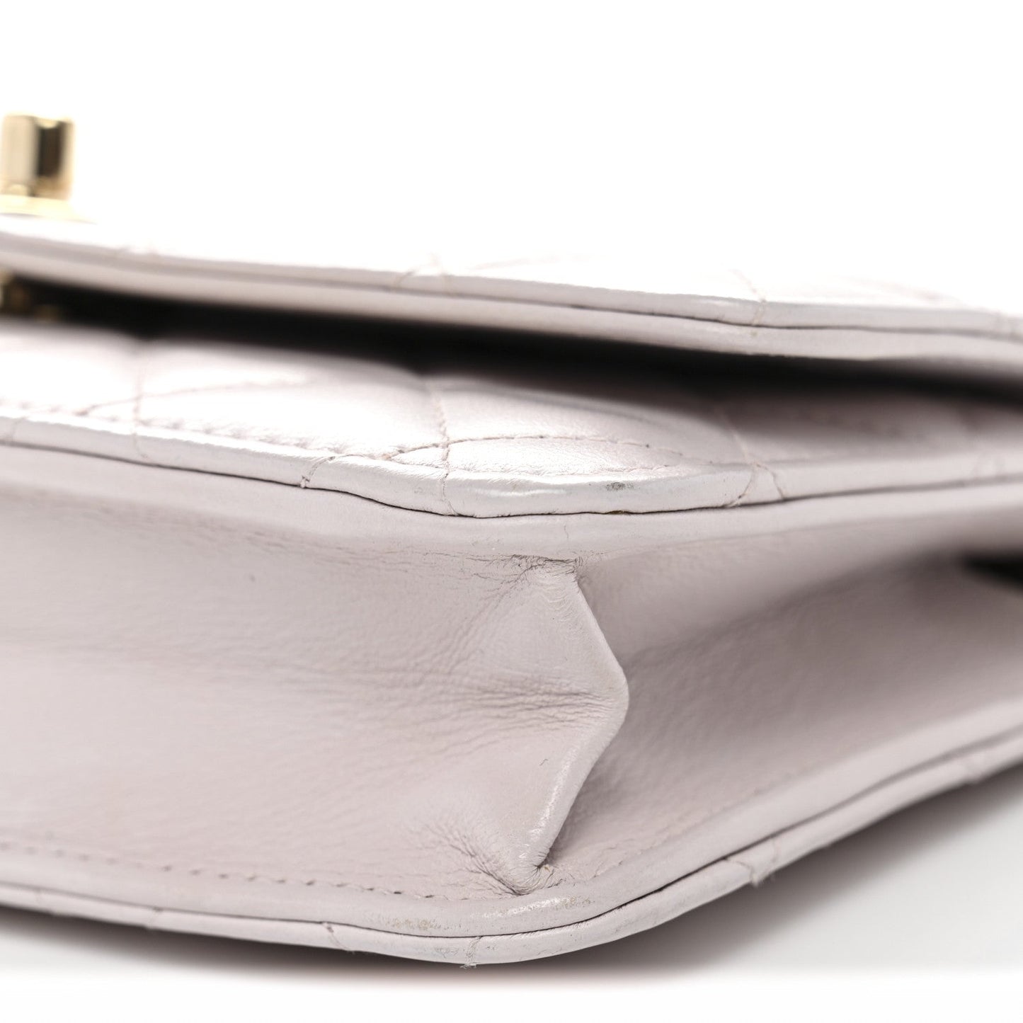 Lambskin Quilted Trendy CC Wallet On Chain WOC Lilac