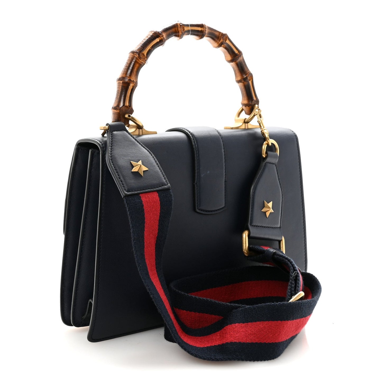 Moon Calfskin Bamboo Web Medium Dionysus Top Handle Bag Blue Emerald Hibiscus Red