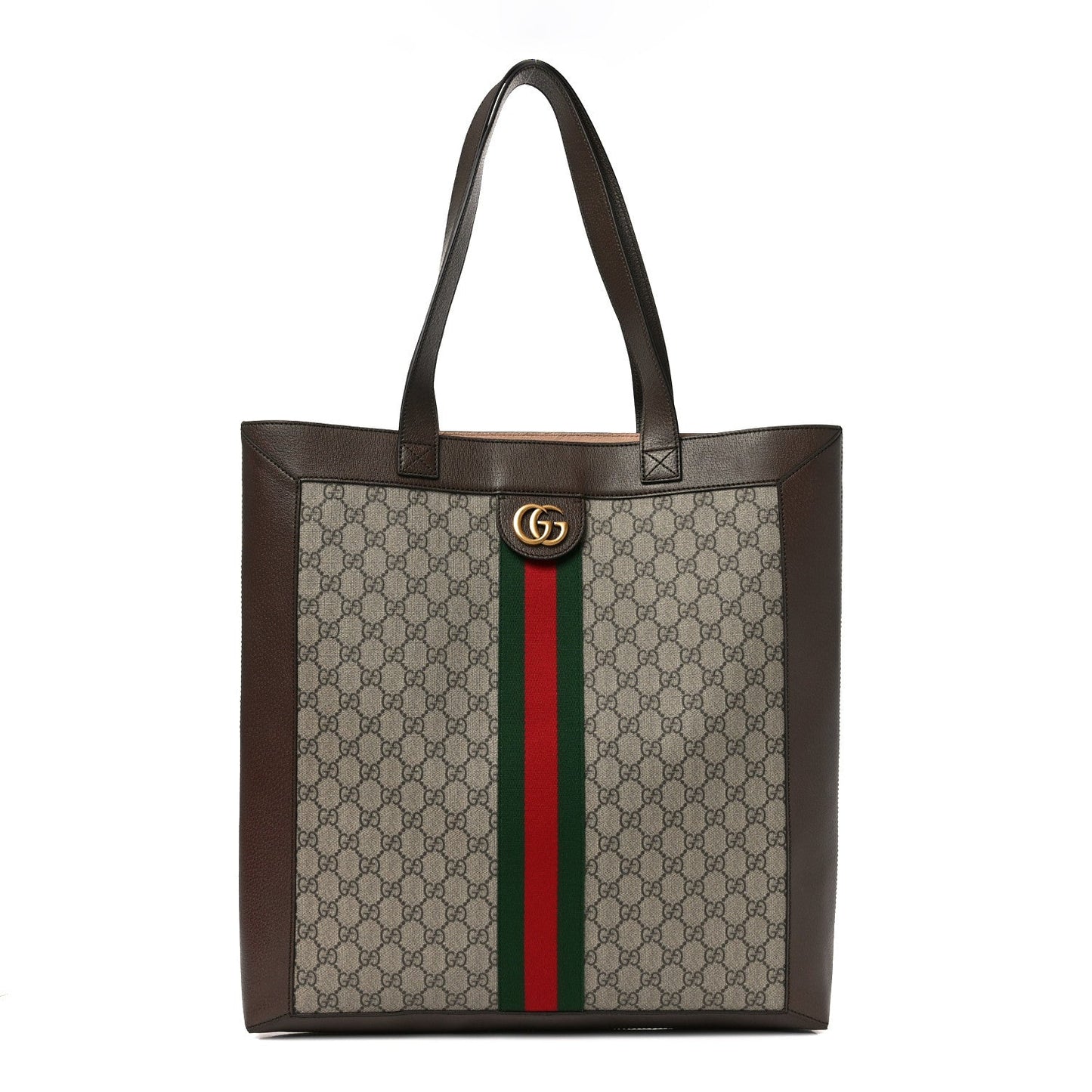 GG Supreme Monogram Web Large Ophidia Vertical Shopping Tote Brown