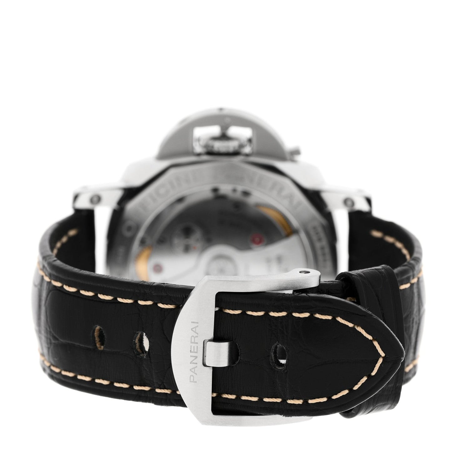 Stainless Steel Alligator 42mm Luminor 1950 3 Days GMT Automatic Watch Black PAM01535