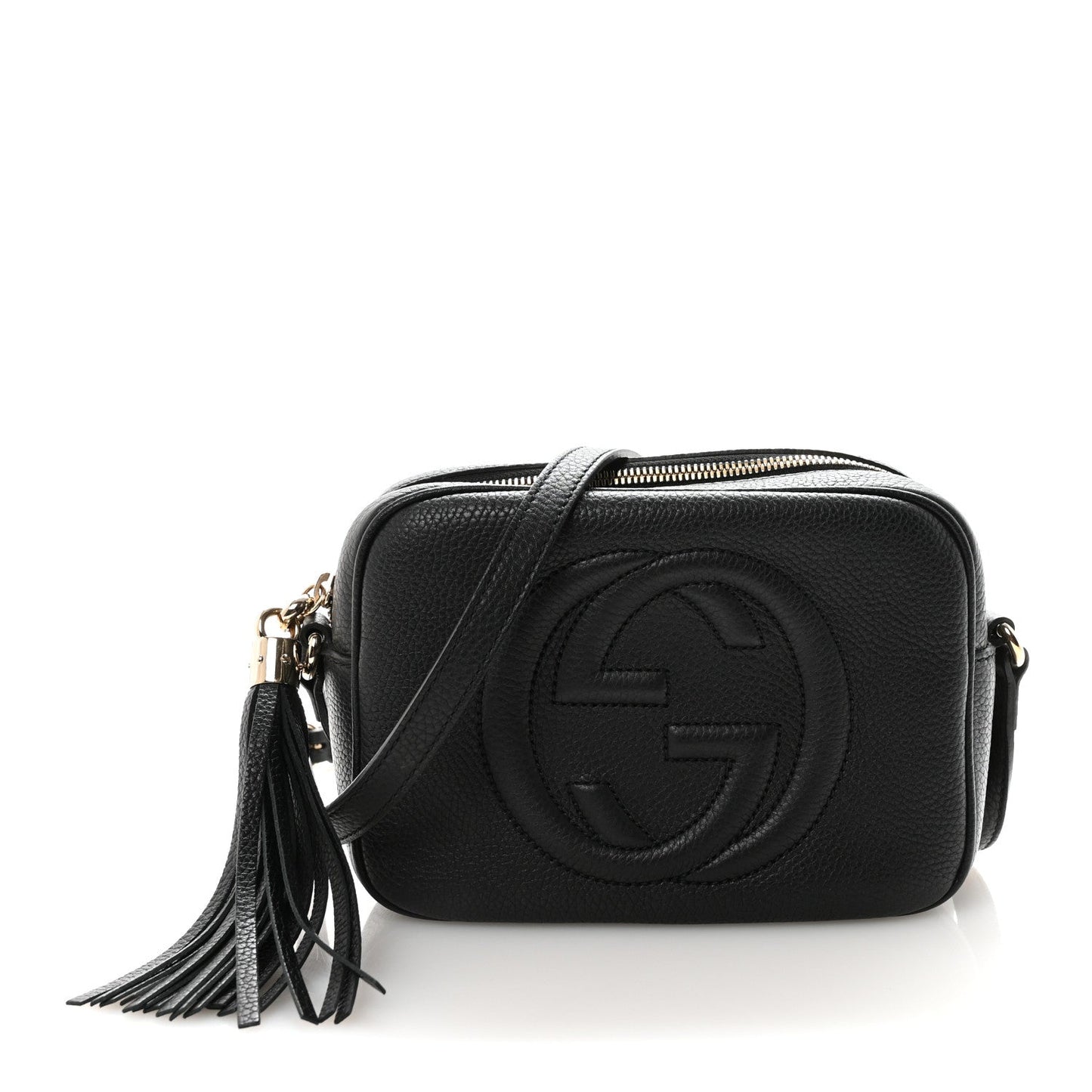 Pebbled Calfskin Small Soho Disco Bag Black