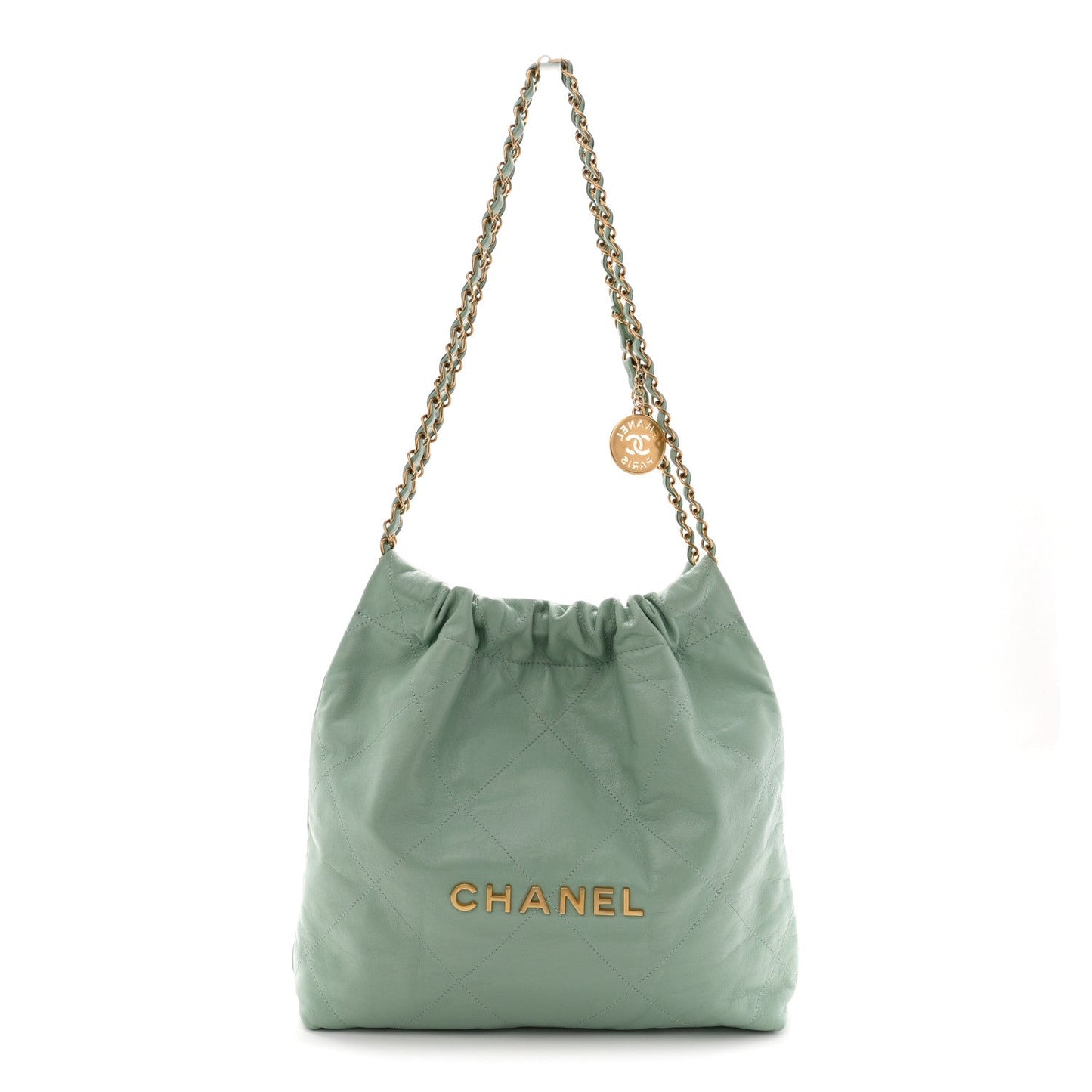 Shiny Calfskin Quilted Small Chanel 22 Light Green