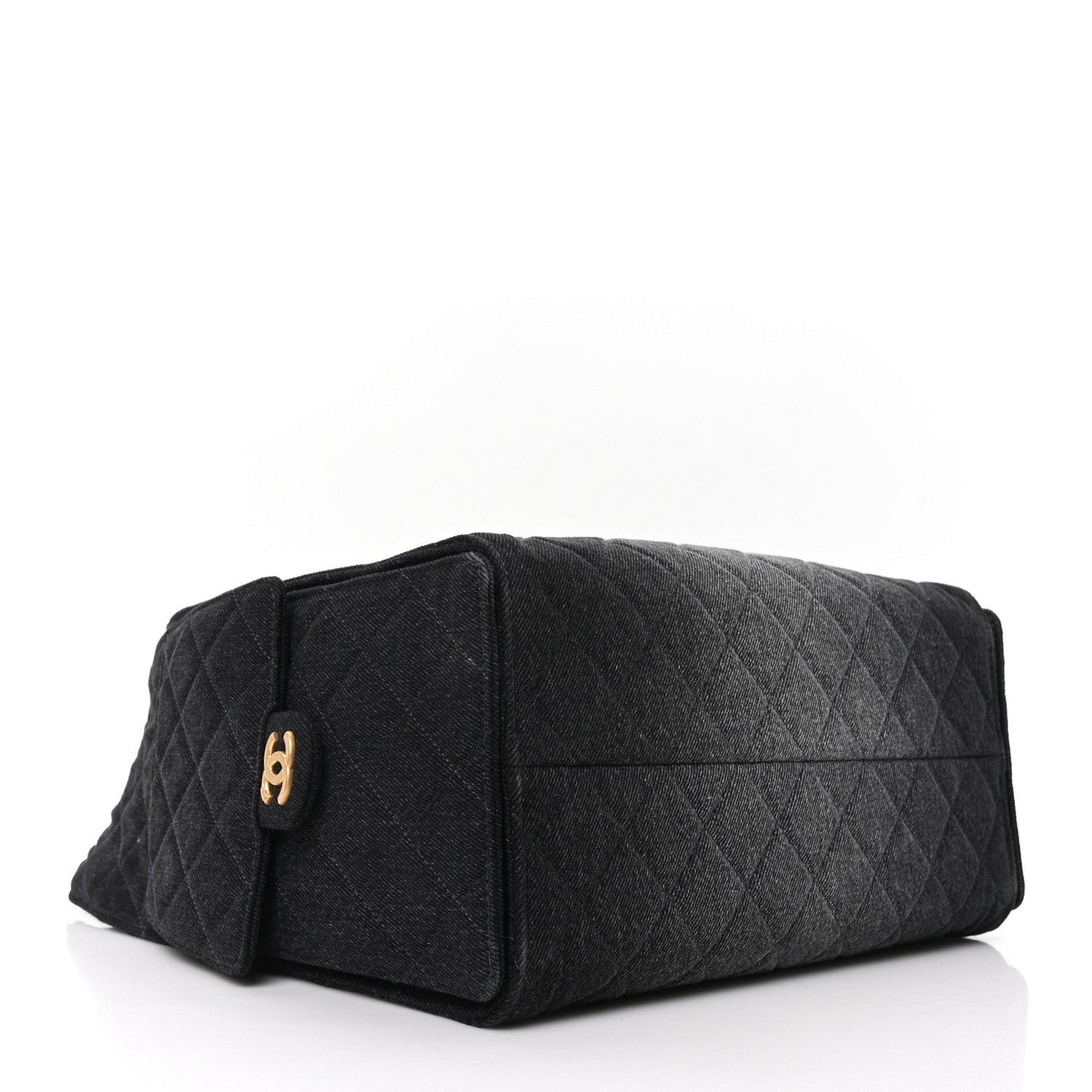 Washed Denim Quilted Medium Chanel 25 Handbag Black