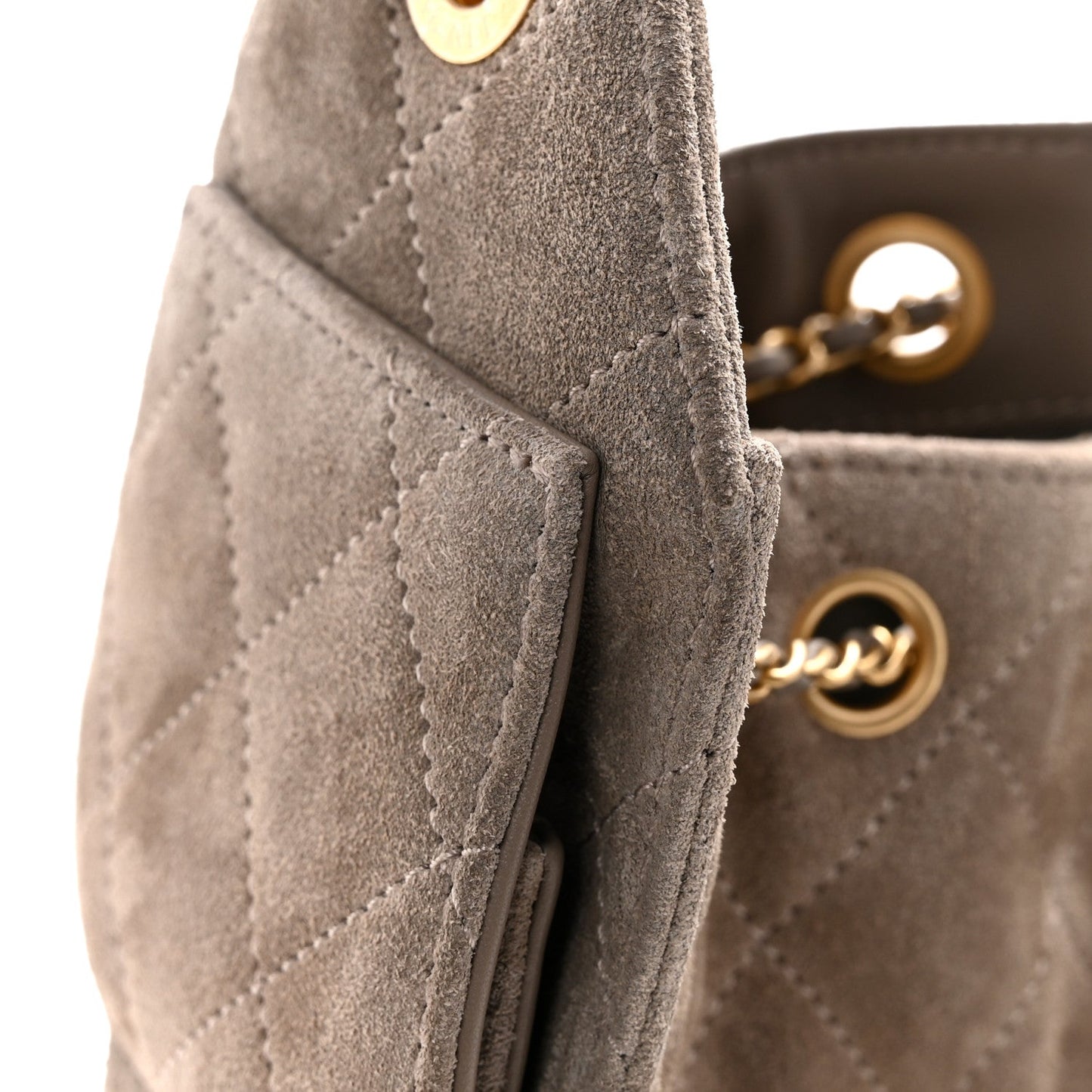 Suede Quilted Mini Chanel 25 Handbag Dark Grey
