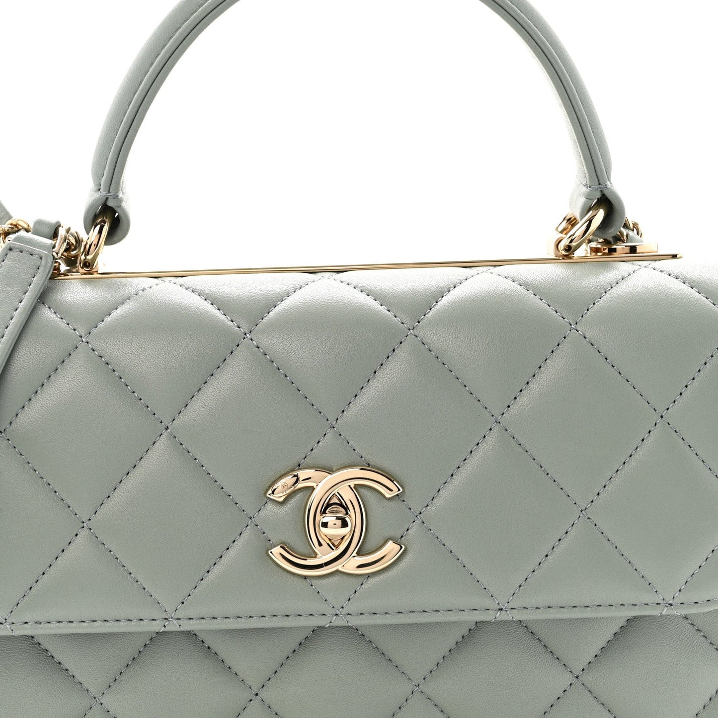 Lambskin Quilted Small Trendy CC Flap Dual Handle Bag Grey