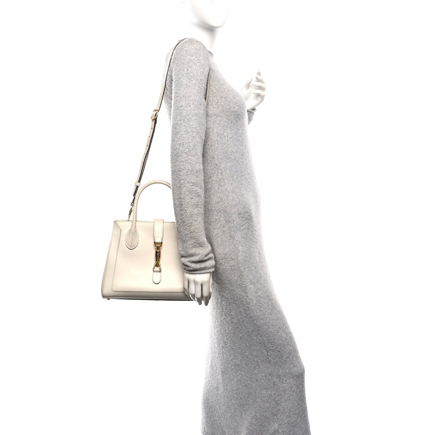 Boarded Plutone Calfskin Medium Jackie 1961 Tote Mystic White