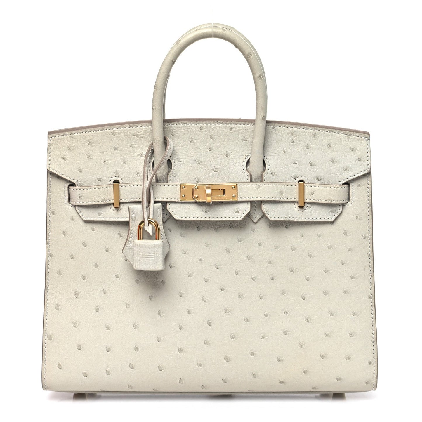 Ostrich Birkin Sellier 25 Gris Perle