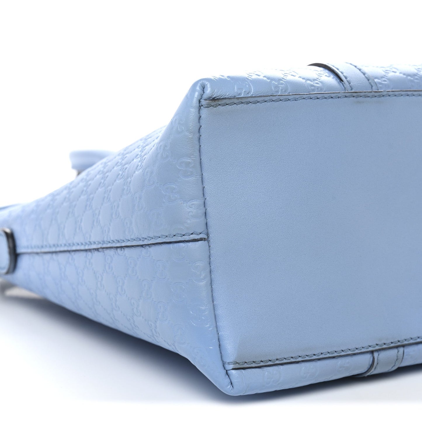 Soft Microguccissima Small Zippered Satchel Light Blue