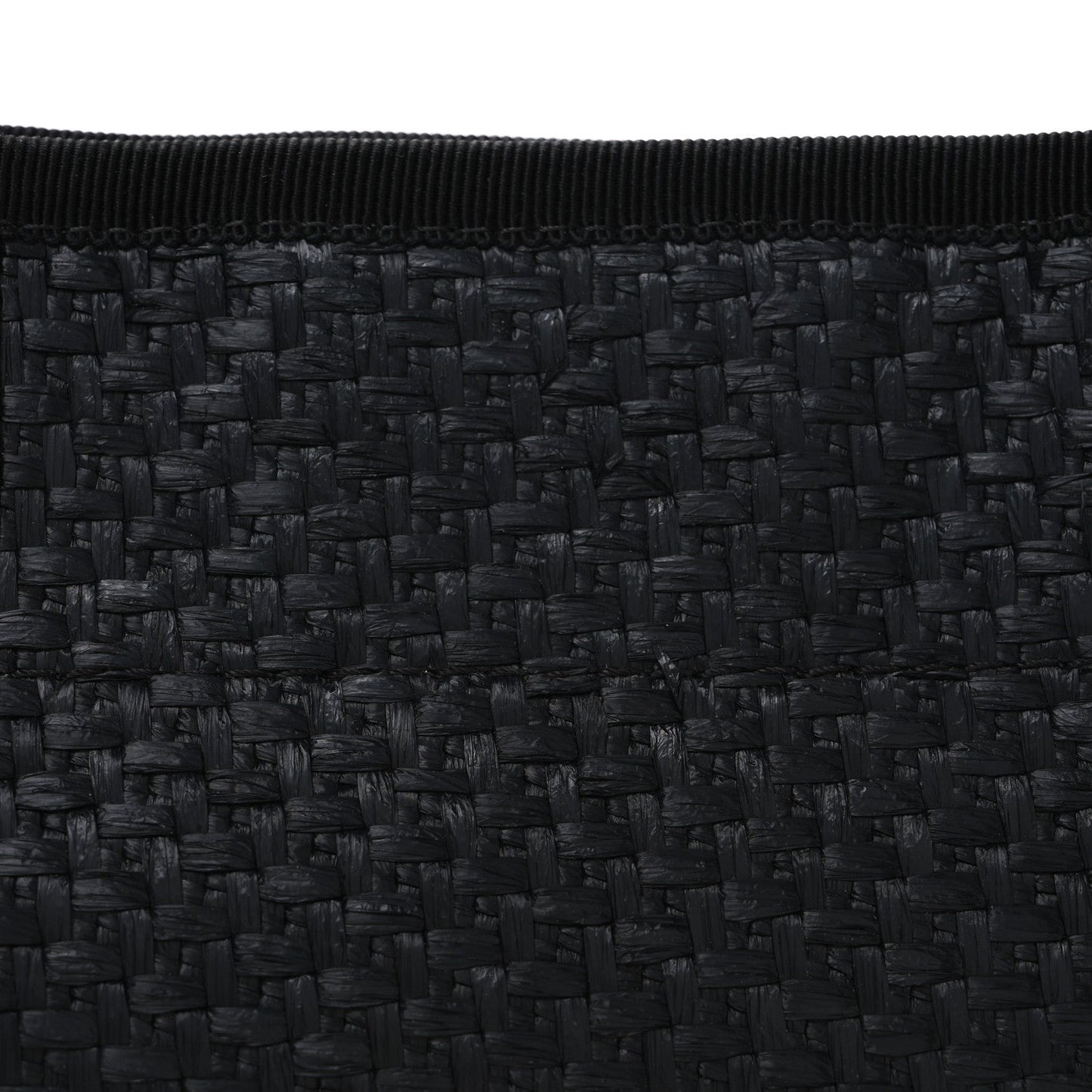 Straw Raffia Calfskin Chain Small Deauville Tote Black