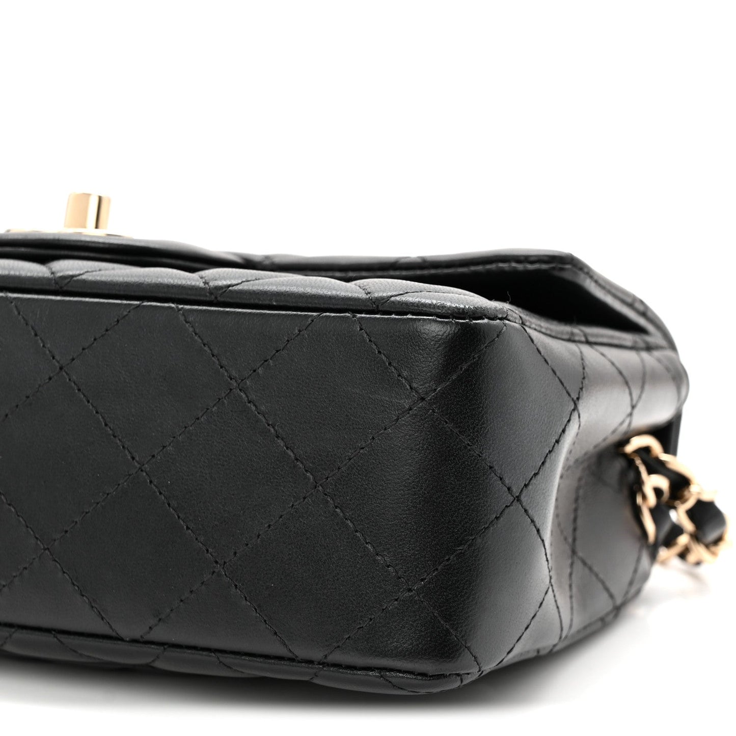 Lambskin Quilted Mini Rectangular Flap Black
