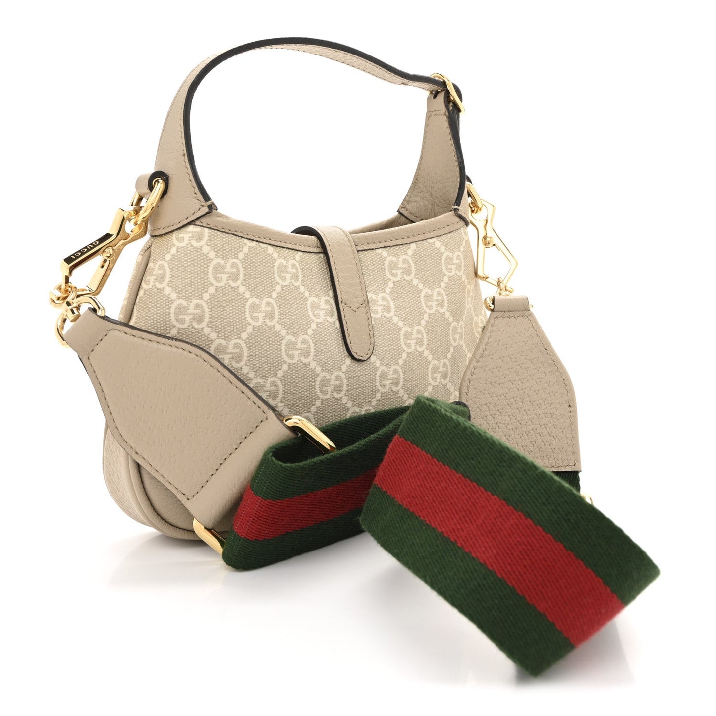 GG Supreme Monogram Textured Dollar Calfskin Mini Jackie 1961 Hobo Beige Mystic White Oatmeal