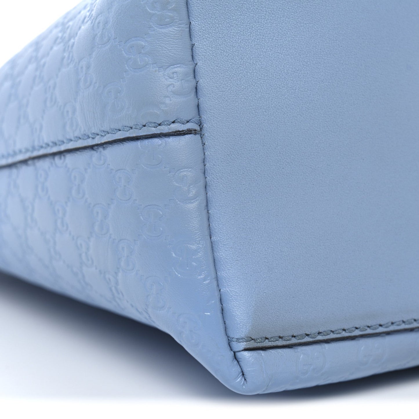 Soft Microguccissima Small Zippered Satchel Light Blue